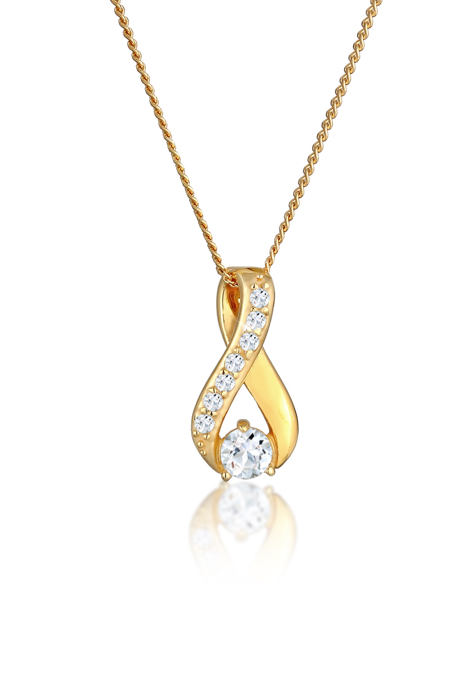 Kette mit Anhänger »Halskette Infinity Symbol Topas 585 Gelbgold«