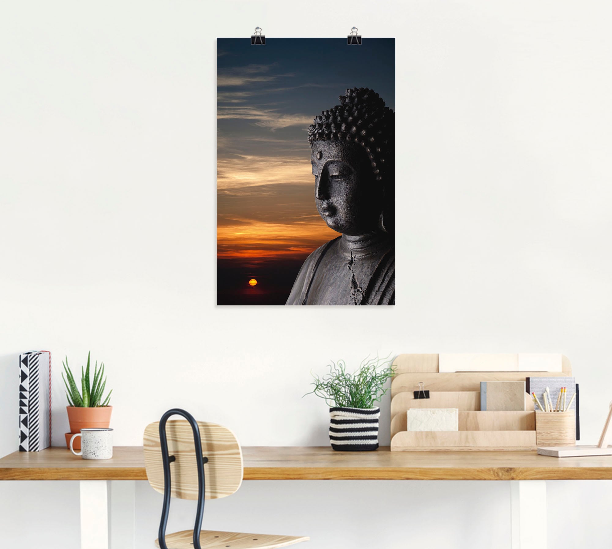 Artland Wandbild »Buddha Statue vor Sonnenuntergang«, Buddhismus, (1 St.), als Alubild, Leinwandbild, Wandaufkleber oder Poster in versch. Größen