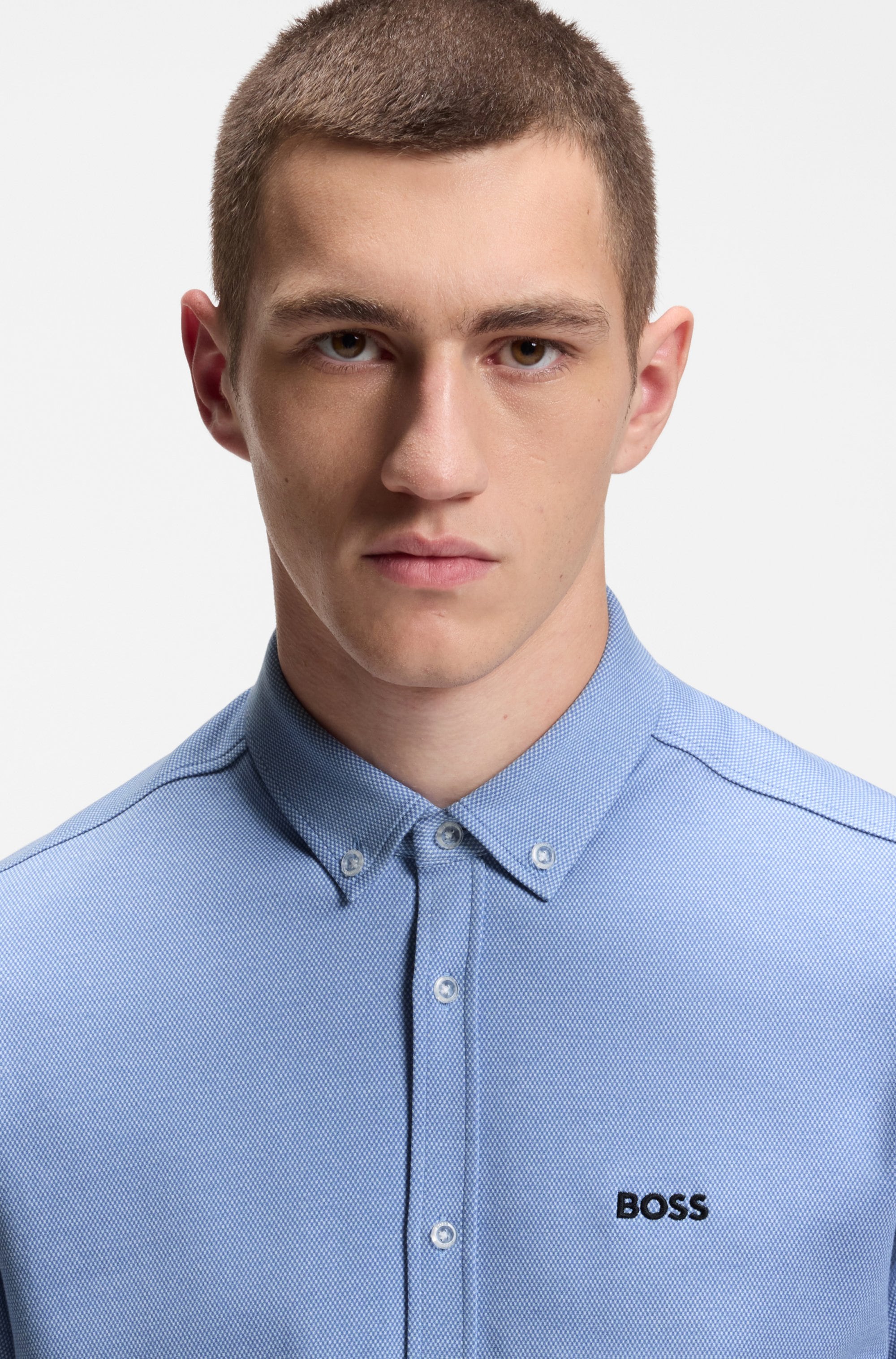 BOSS GREEN Kurzarmhemd »Motion S« Regular Fit, Button-down-Kragen, Kurzarm, Logo-Stickerei