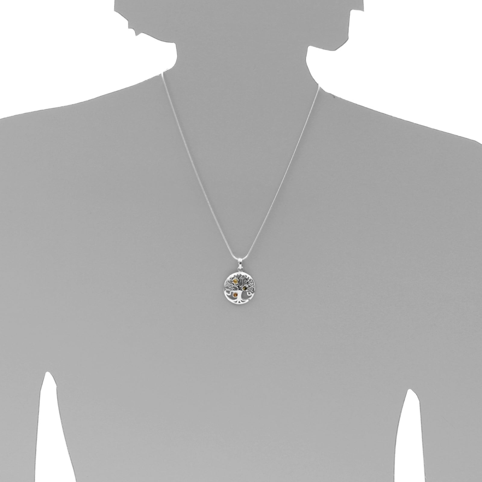 OSTSEE-SCHMUCK Kette mit Anhänger »- Lebensbaum - Silber 925/000 - Bernstein«