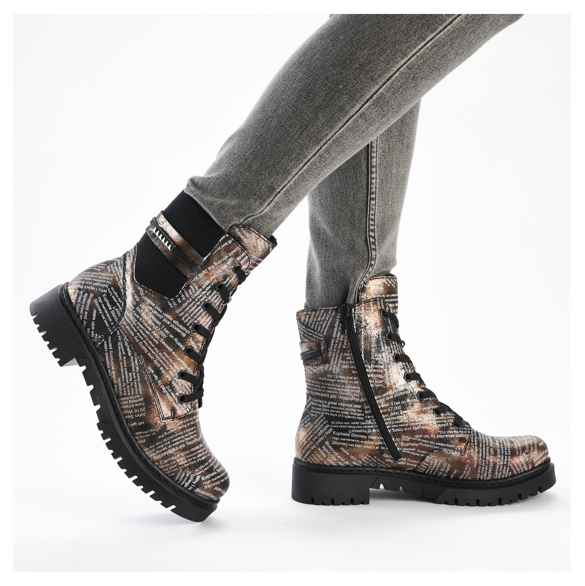 Rieker Winterstiefelette, Schnürboots, Stiefelette, Blockabsatz, mit Innenreißverschluss