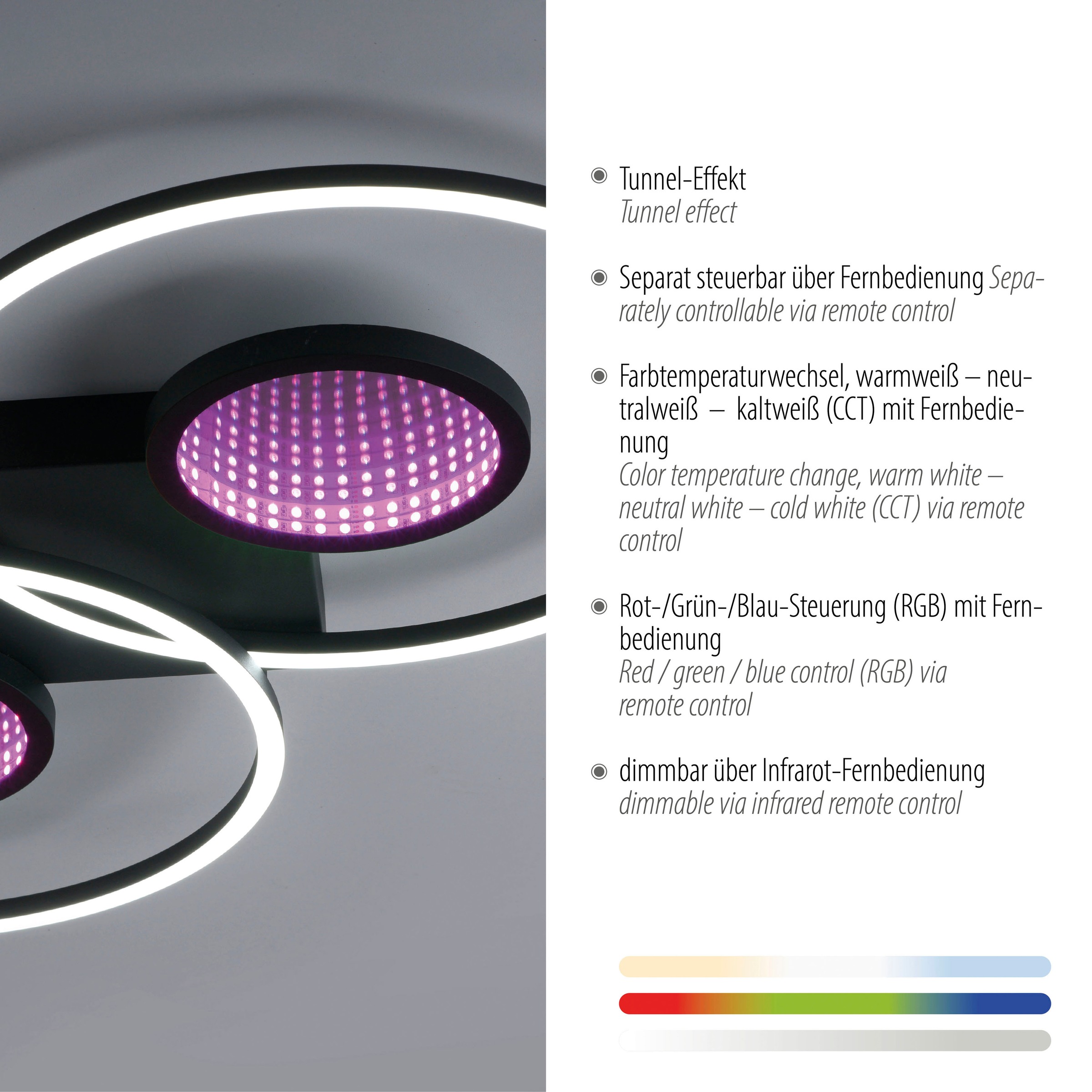 JUST LIGHT Deckenleuchte »TUNEL«, 2 flammig, Leuchtmittel LED-Board | LED fest integriert