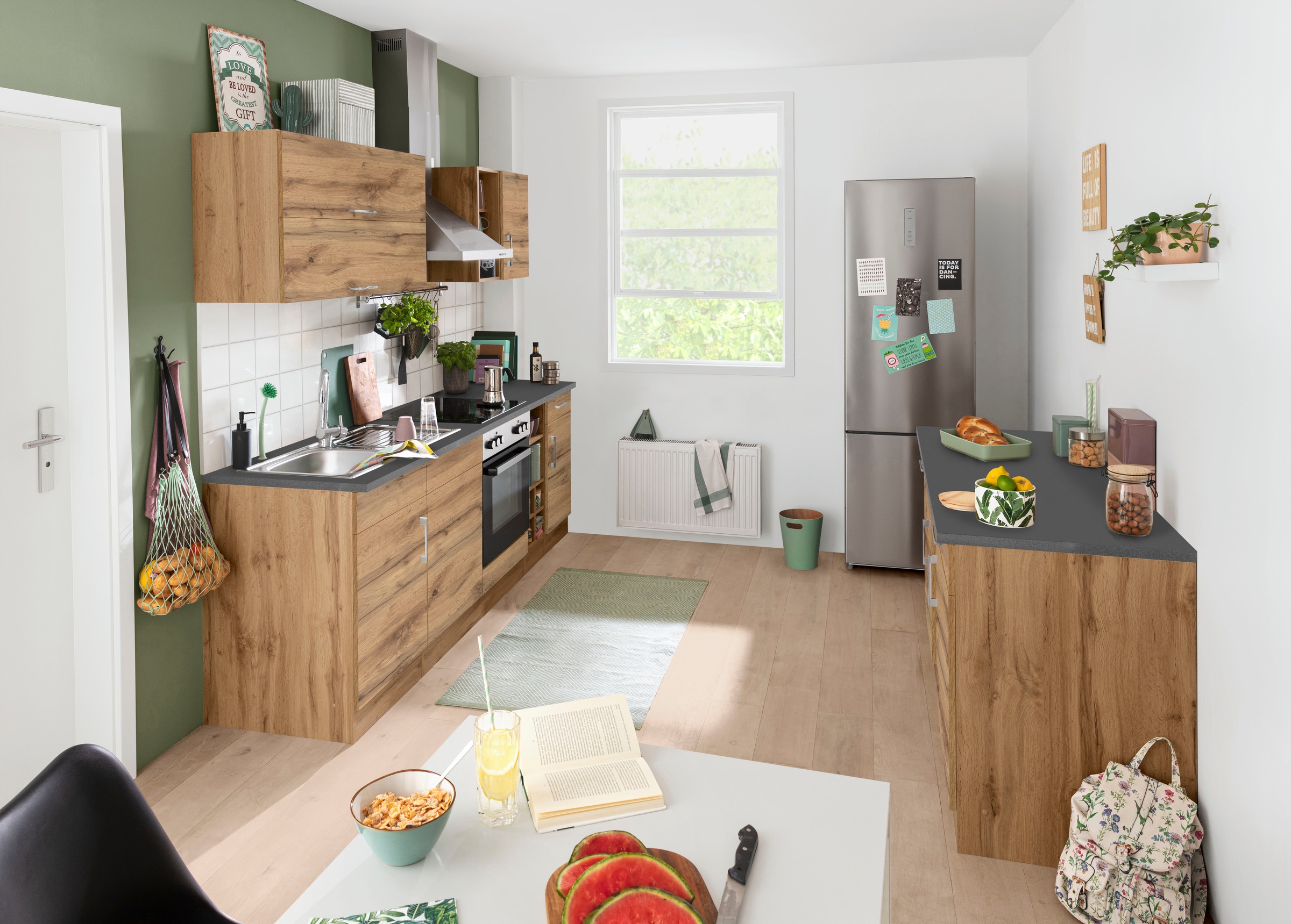 KOCHSTATION Küchenzeile »KS-Colmar« mit E-Geräten, Breite 240 cm