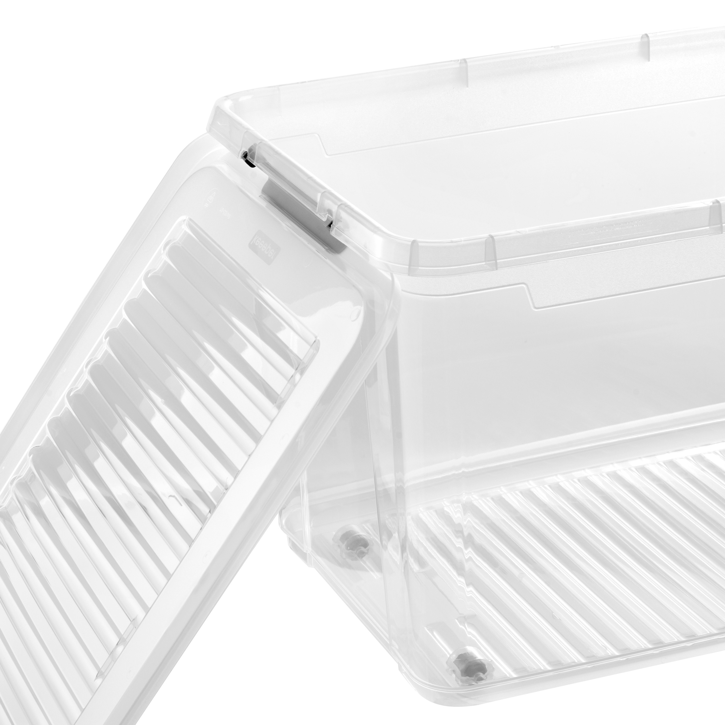 keeeper Aufbewahrungsbox »Clipbox Leo (Set 3 St.) 56 L, 59 x 38 x 35,5 cm« Schanierclips, Doppelöffnung, 90° drehbare Räder, fixierbarer Deckel