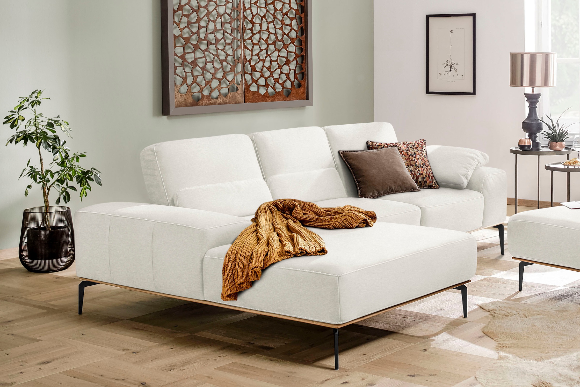 W.SCHILLIG Ecksofa »run, Designsofa mit tollem Sitzkomfort, bequem, L-Form«, mit Holzsockel, Füße in Schwarz pulverbeschichtet, Breite 279 cm