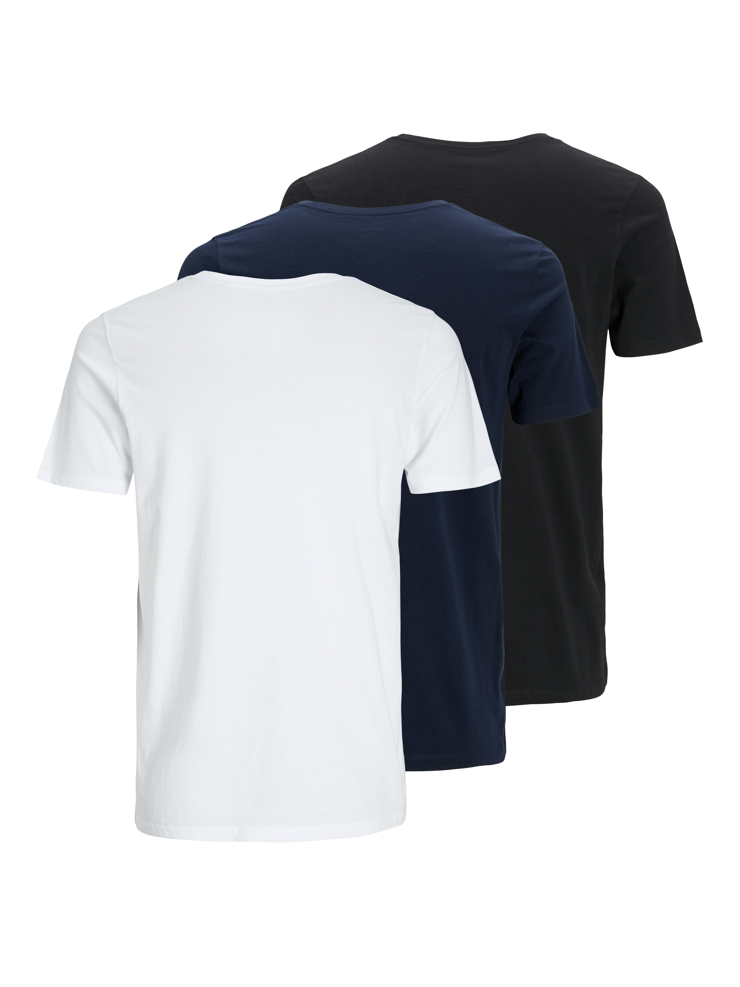 Jack & Jones Rundhalsshirt »JJECORP im 3er Pack mit Print und Rundhalsausschnitt«, 3 Stk. unifarben, modisch, regular fit, Baumwolle, Rundhals