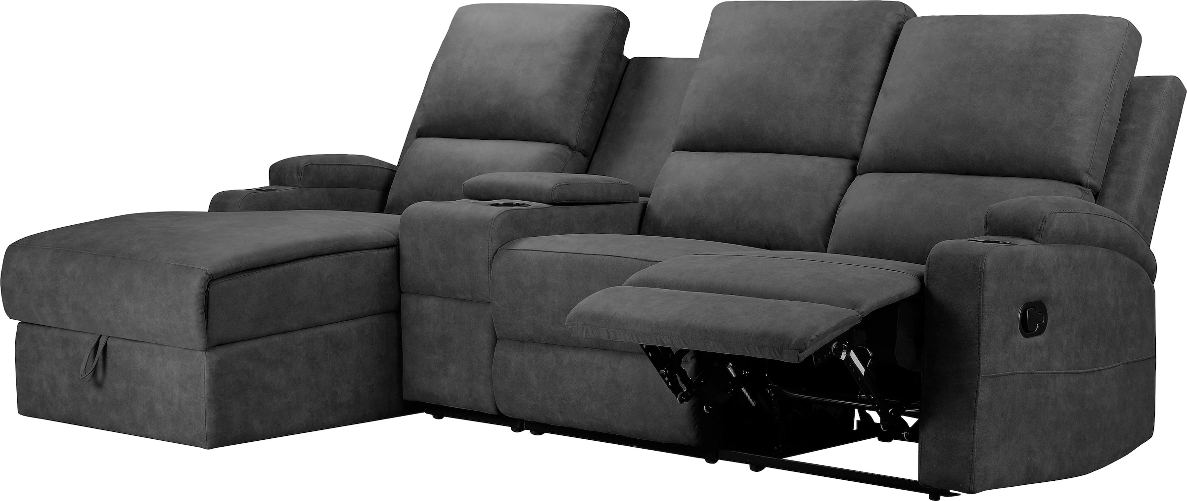 Home affaire Ecksofa »Napori Multimediasofa, 3er Kinosessel XXL, L-Form,«, Kinosofa mit Relaxfunktion, Getränkehalter, Staufach und Staukasten