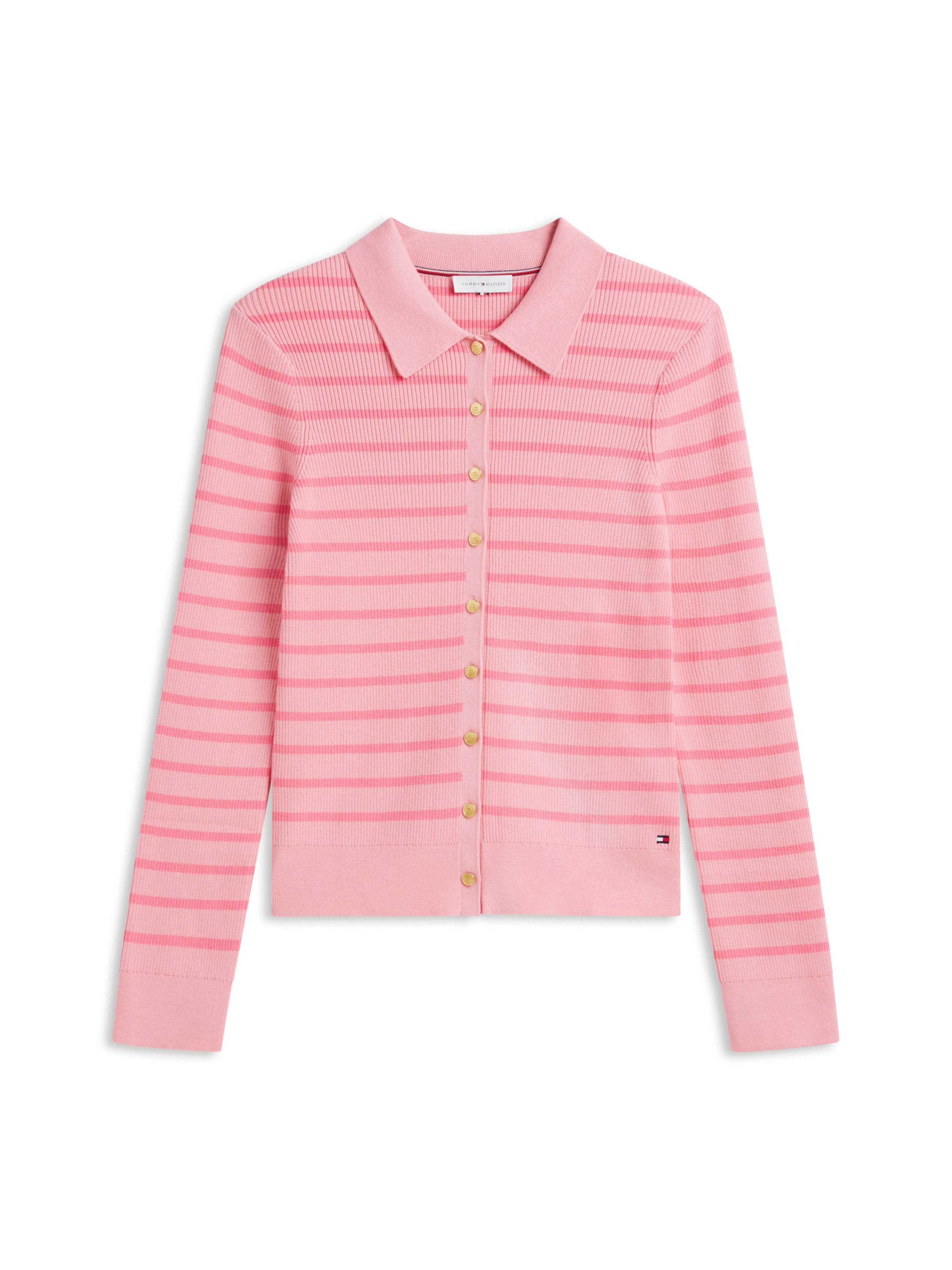 Tommy Hilfiger Strickjacke »FINE GG LS POLO-NK CARDIGAN« Baumwollmischung, Polokragen