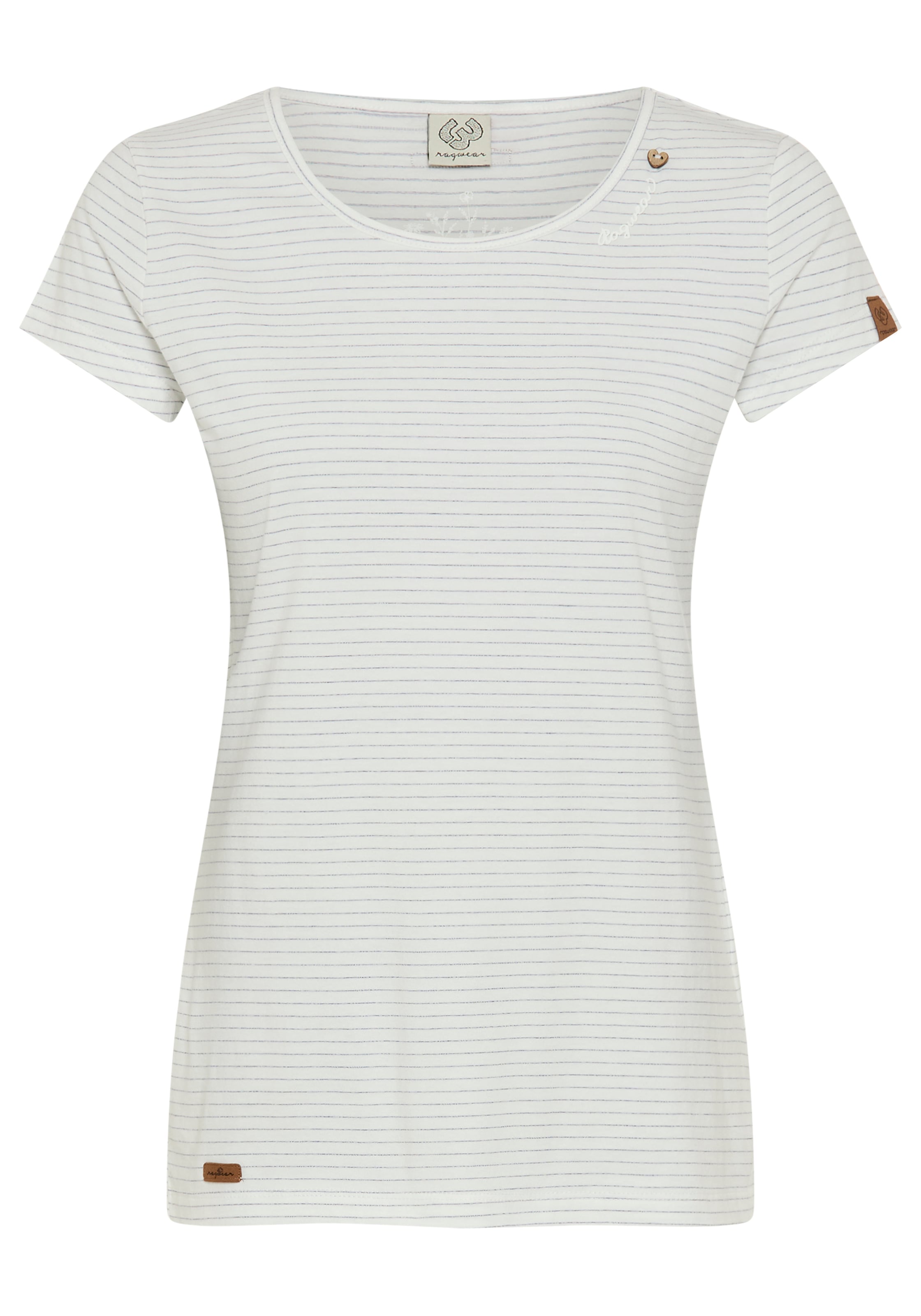 Ragwear Kurzarmshirt »MINT STRIPES O« mit Logoschriftzug und Zierknopf in Holzoptik