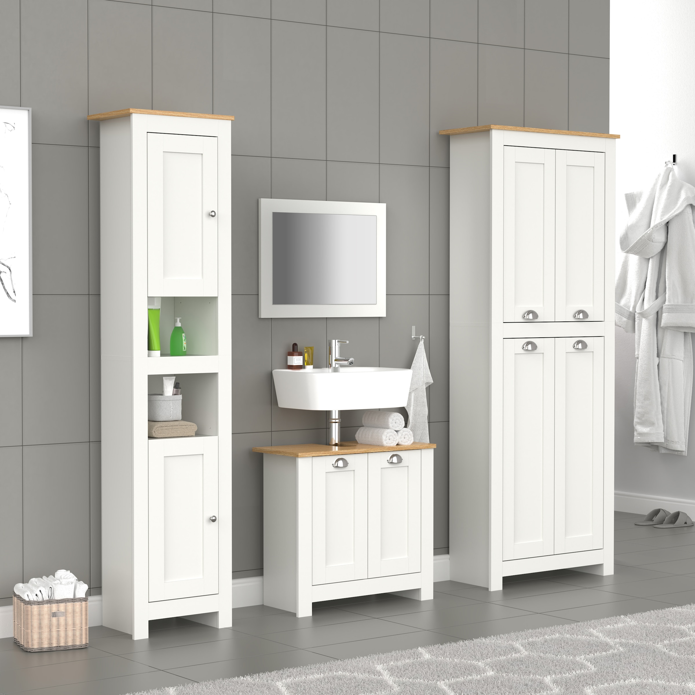 VCM Hochschrank »Holz Badmöbel Badschrank Hochschrank Regal Balusa«