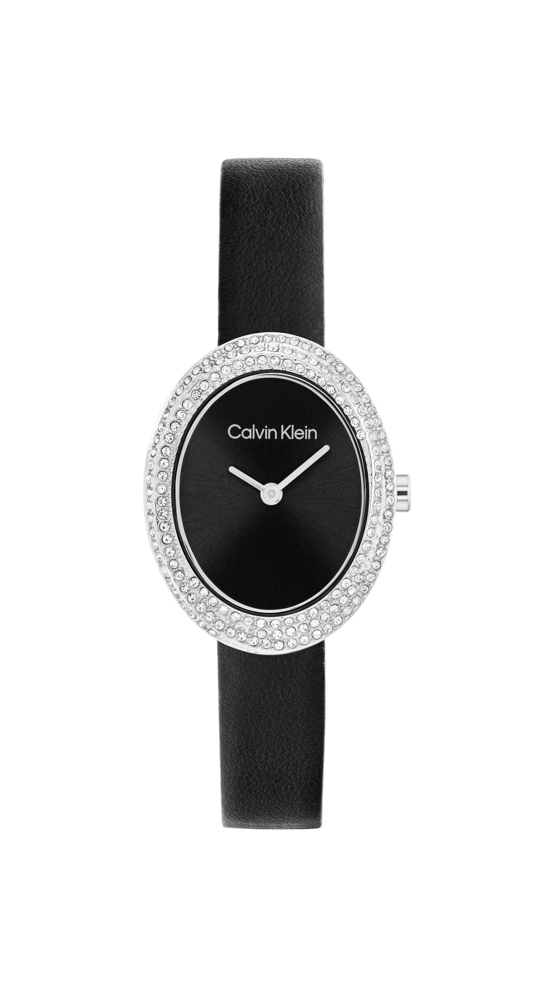 Calvin Klein Quarzuhr »TWISTED BEZEL« Armbanduhr, Damenuhr, Lederarmband, analog, Glaskristalle