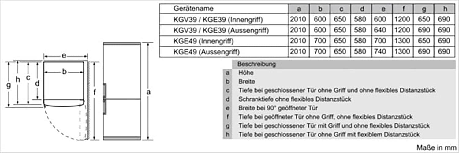 SIEMENS Kühl-/Gefrierkombination »KG39E4LBA«, KG39E4LBA, 201 cm hoch, 60 cm breit, hyperFresh, SuperGefrieren