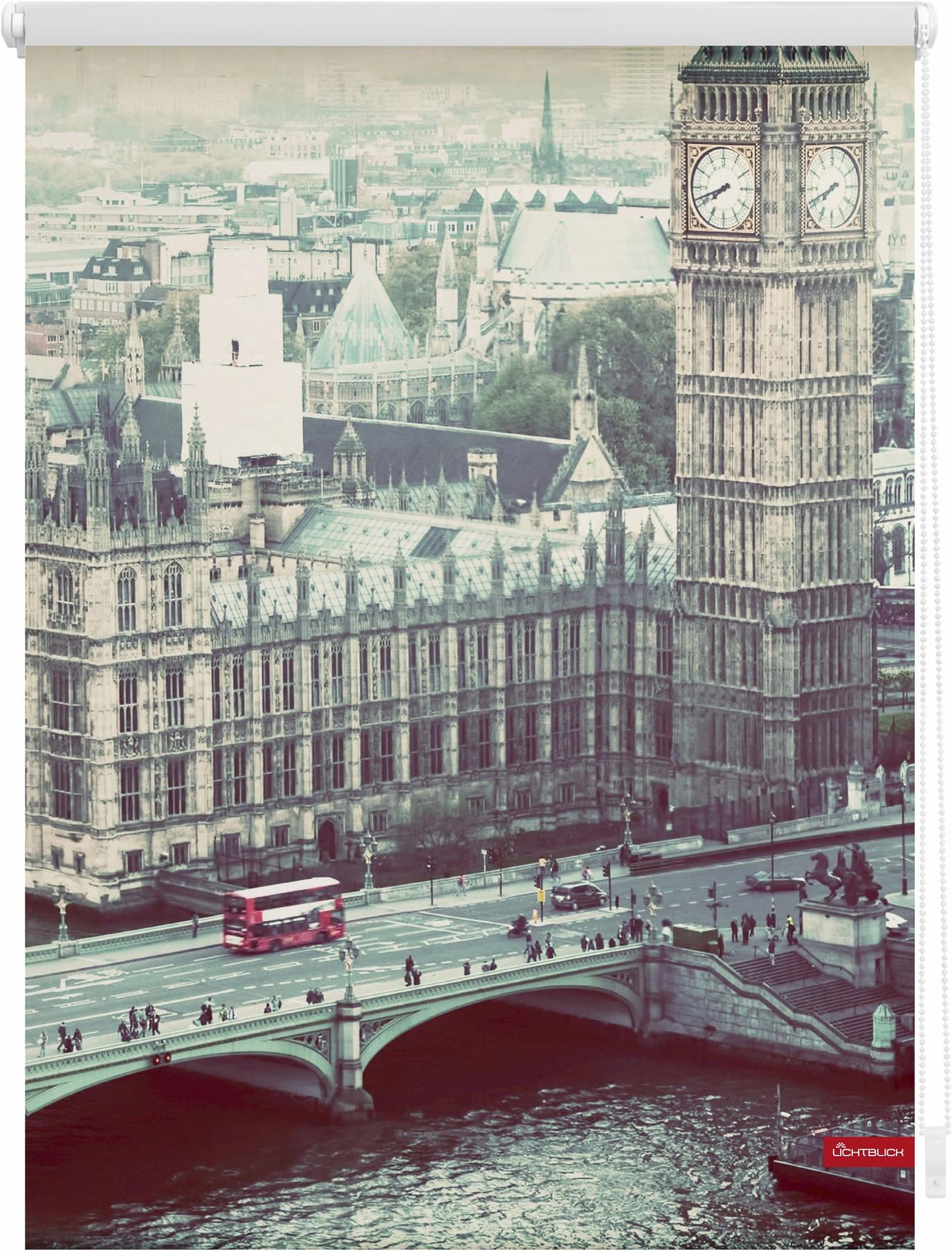 Seitenzugrollo »Klemmfix Motiv London Westminster«, Lichtschutz, ohne Bohren,...