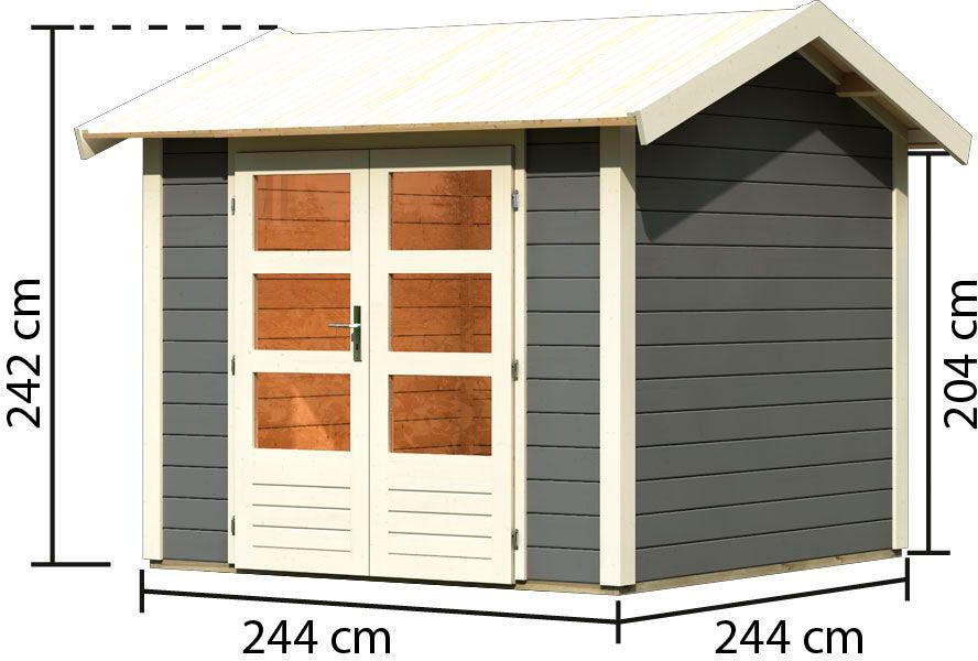 Karibu Gartenhaus »Traufberg 3« terragrau