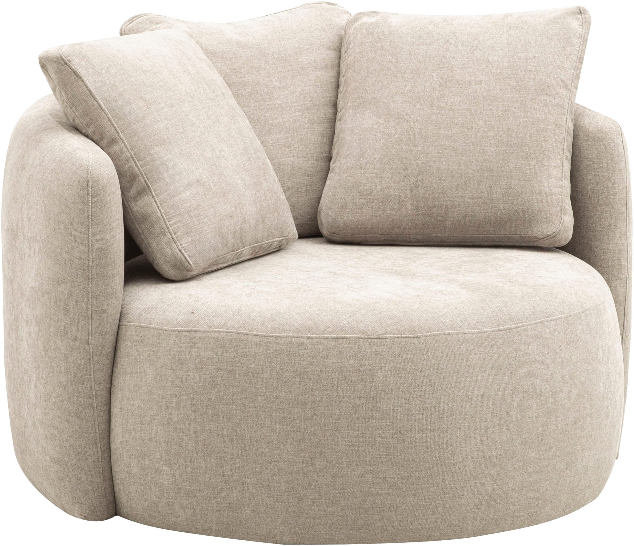 OTTO home Sessel »Kaarl, moderner Rundsessel, Loungesessel, Loveseat« Webstoff, in fünf Farben, inkl. Rückenkissen, zeitloses Design