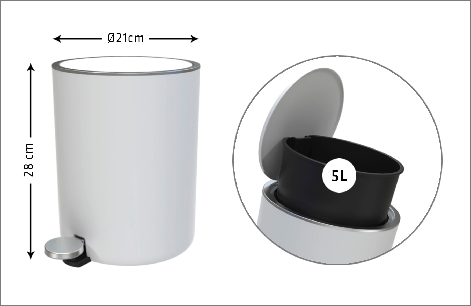 Bischof Kosmetikeimer »Design Bad«, 1 Behälter, Ø 21 cm, Höhe 28 cm, Fassungsvermögen 5,5 l