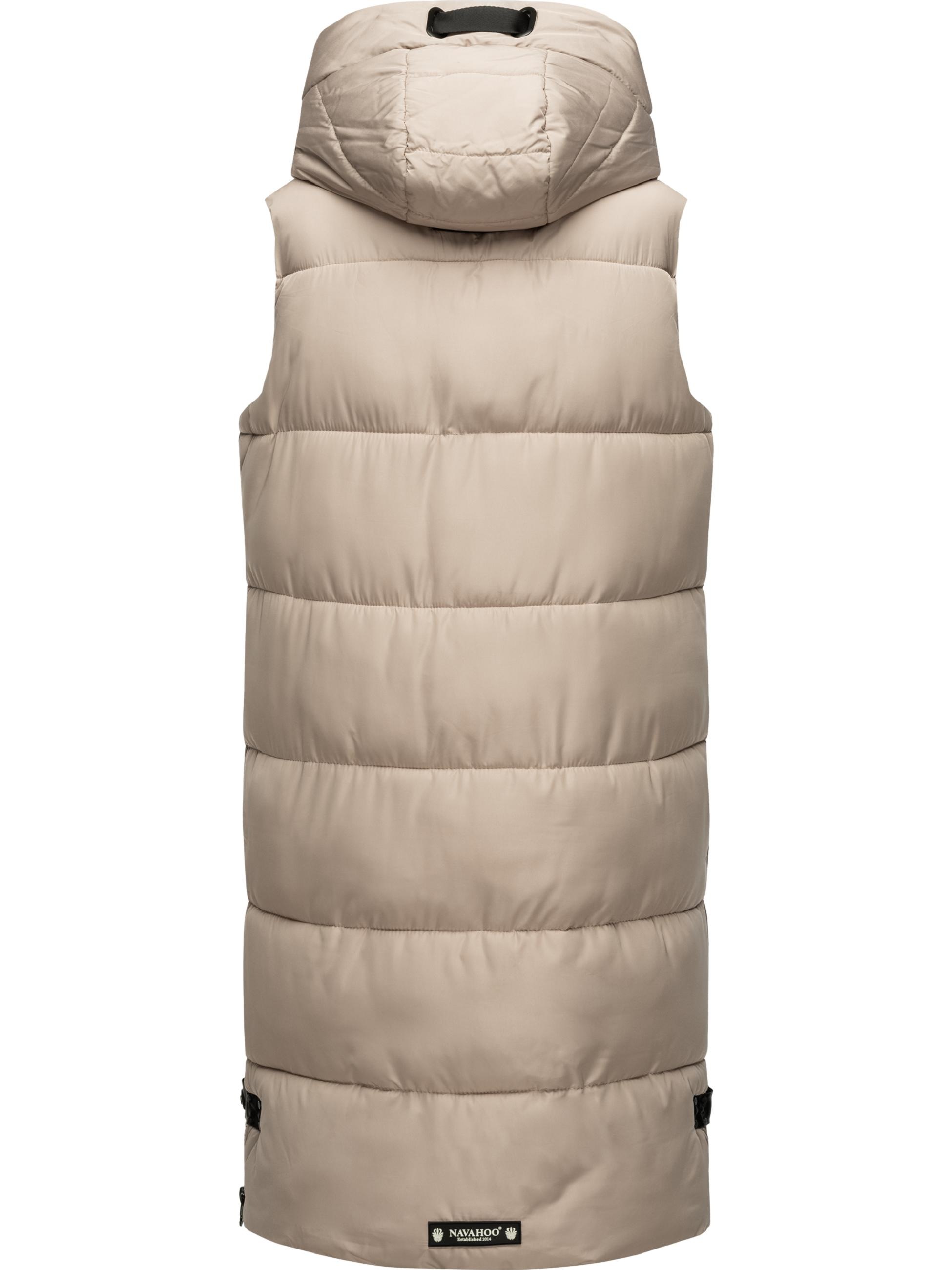 Navahoo Steppweste »Steppweste Schnuffelchen«, (1 tlg.), warme Damen Outdoor-Weste lang mit Kapuze