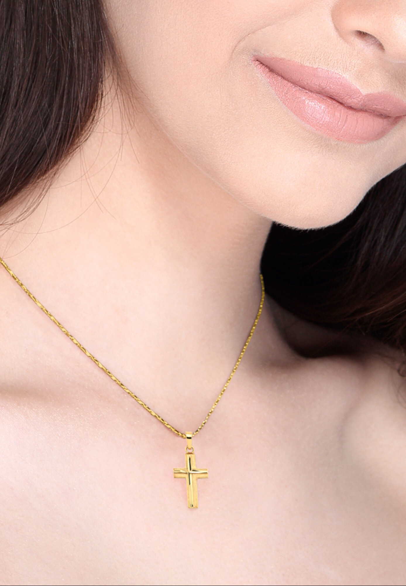 ONE ELEMENT Kettenanhänger »Kreuz Anhänger aus 333 Gelbgold«