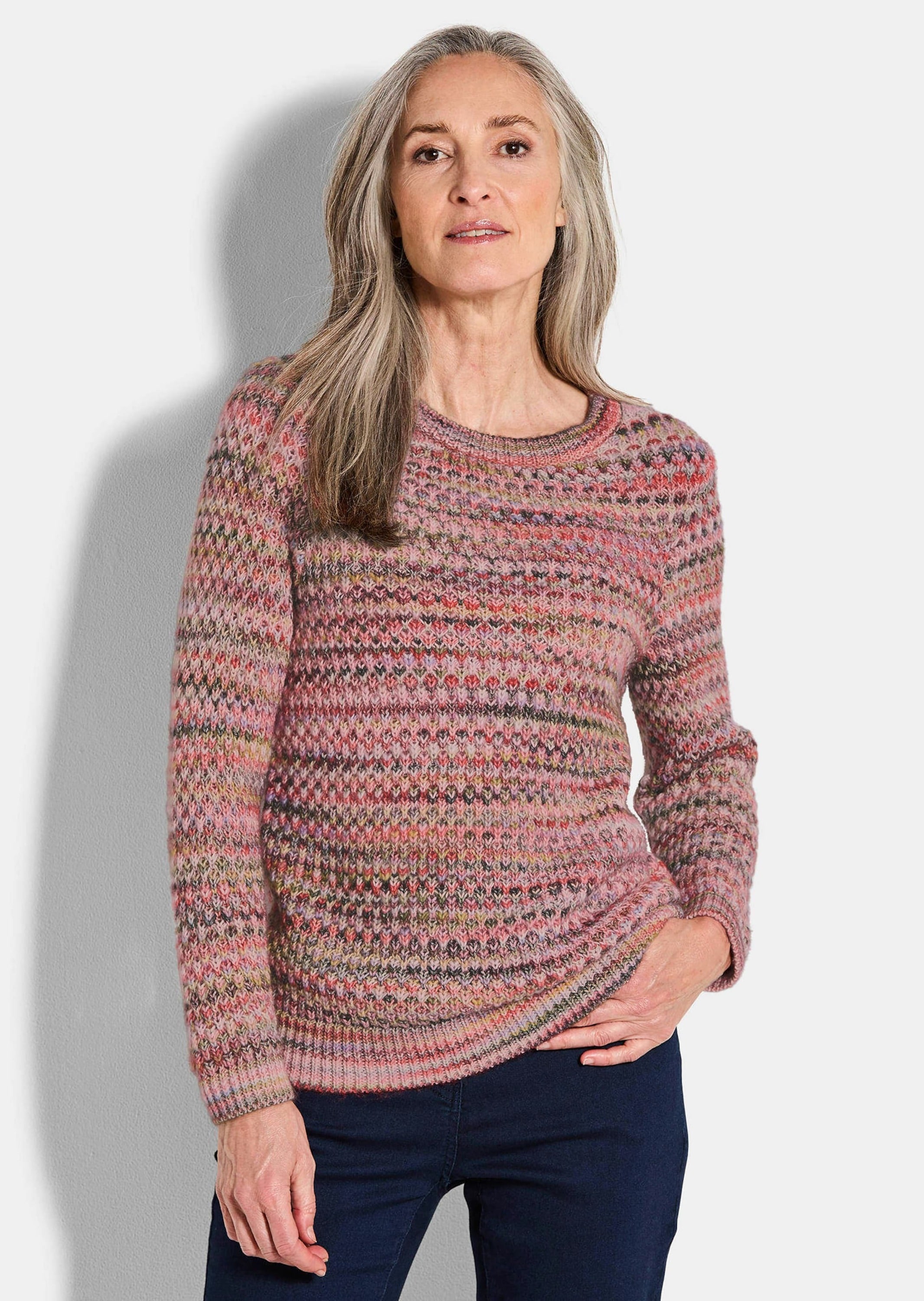 GOLDNER Rundhalspullover »Strickpullover in Multicolor-Optik«