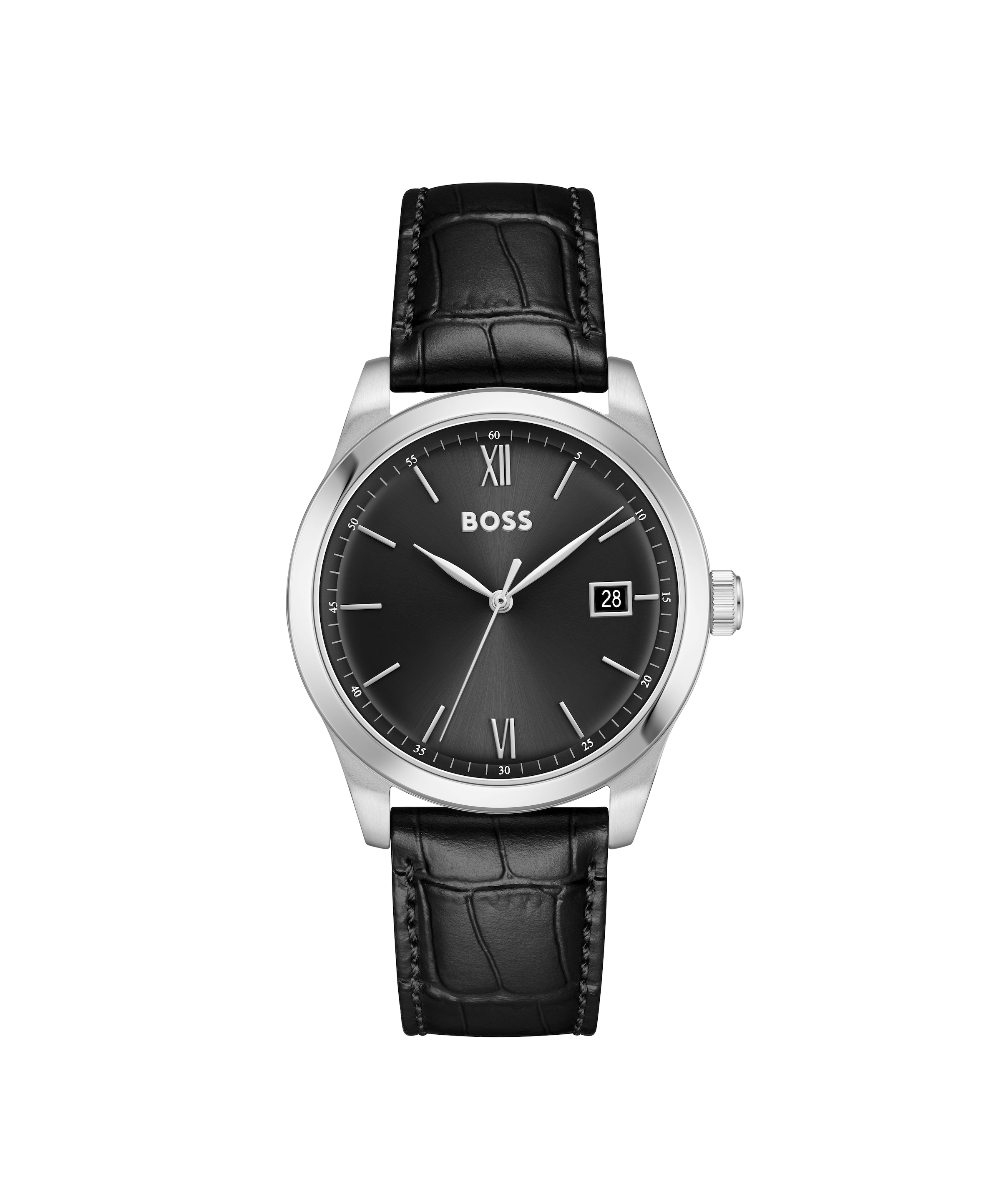 BOSS Quarzuhr »LANGFORD« Armbanduhr, Damenuhr, Herrenuhr, Lederarmband, analog, Tag