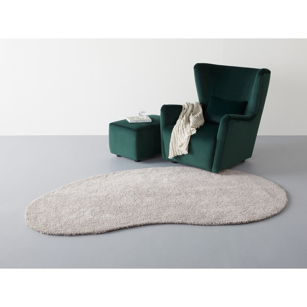 LeGer Home by Lena Gercke Hochflor-Teppich »Halrum«, rechteckig, mit besonderer Form, einfarbig, kuschelig, Wohnzimmer, Schlafzimmer