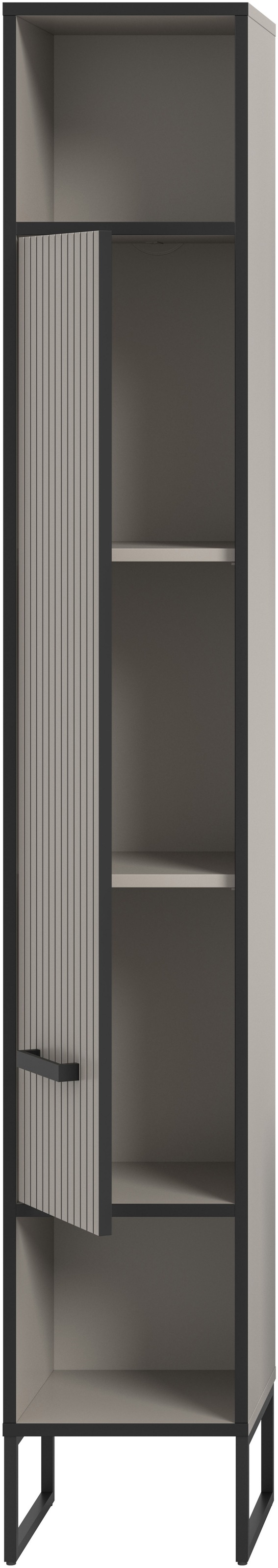 welltime Hochschrank »Locri, Höhe 192 cm, Rillenoptik, Metall Kufen«, (1 St.), Türanschlag wechselbar, modernes Design, Badschrank, Bad