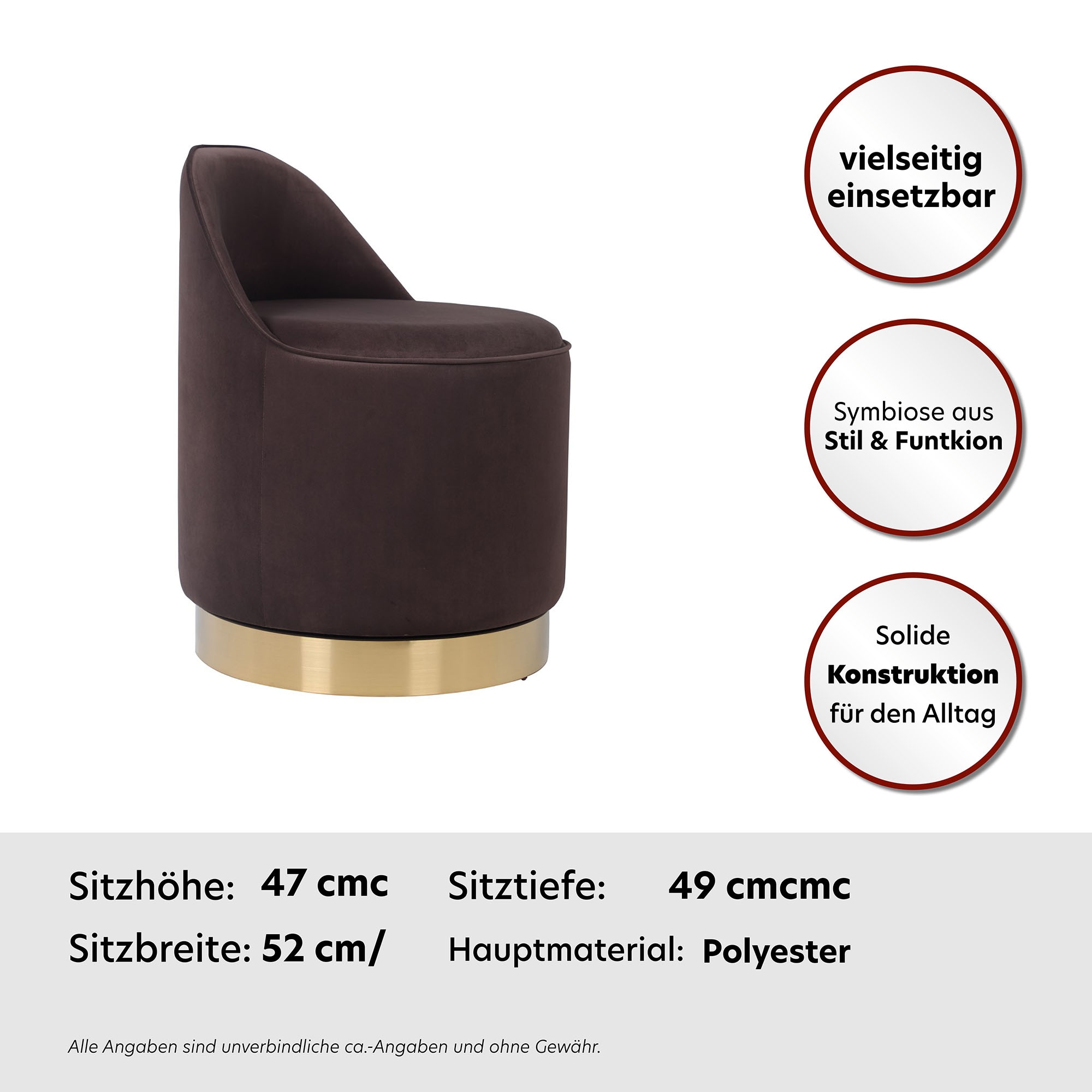 Kayoom Sessel »Drehhocker Viktor 125,Drehhocker in modernem Design,Stauraum im Innere« 1 Stk. tlg. drehbarer Sockel, mit Stauraum, komfortable Rückenstütze