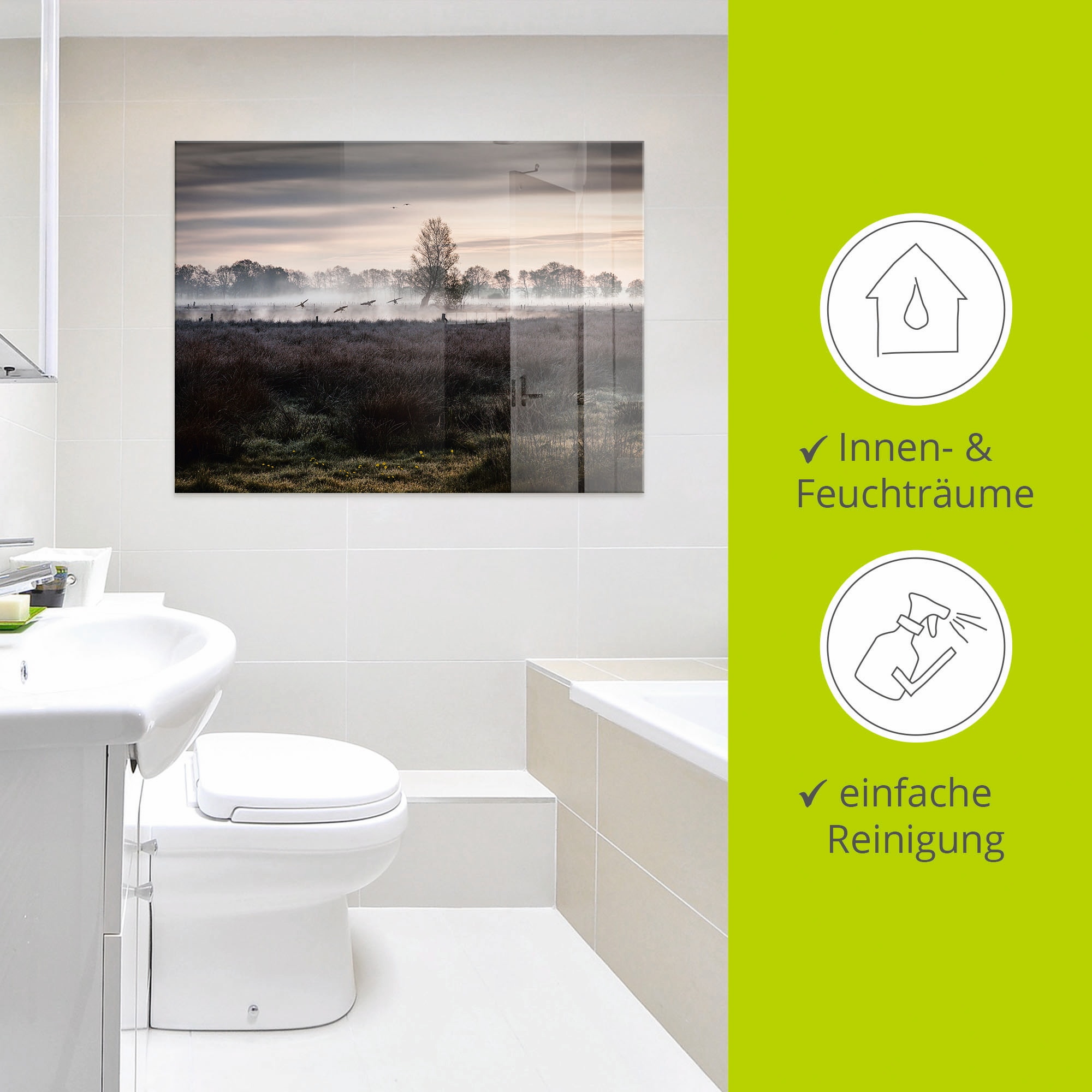Artland Glasbild »Notlandung«, Wiesen & Bäume, (1 St.), in verschiedenen Größen