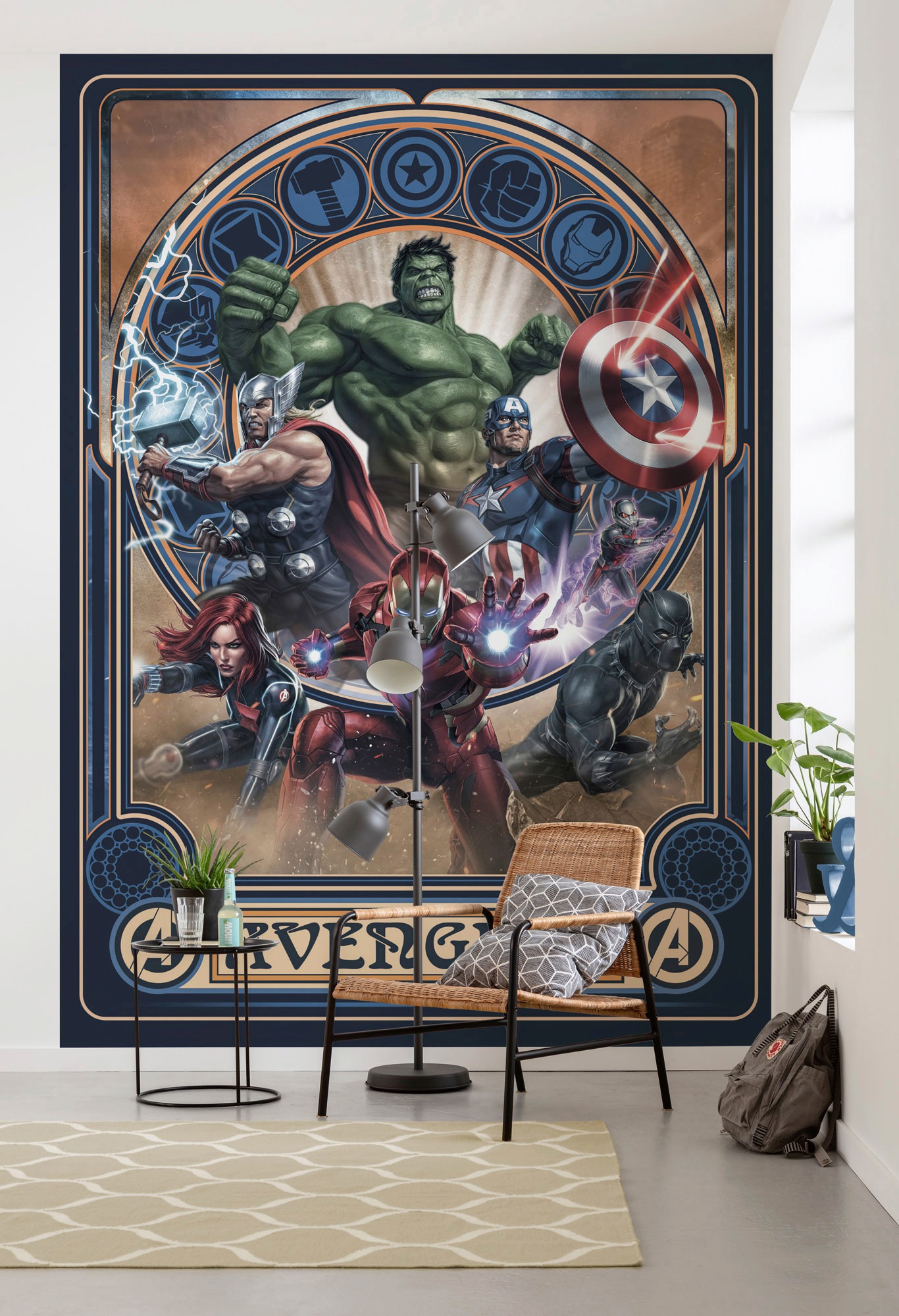 Komar Vliestapete »Digitaldruck Vlies -  Avengers Ornament - Größe 200 x 280 cm« bedruckt glatt Kinderzimmer