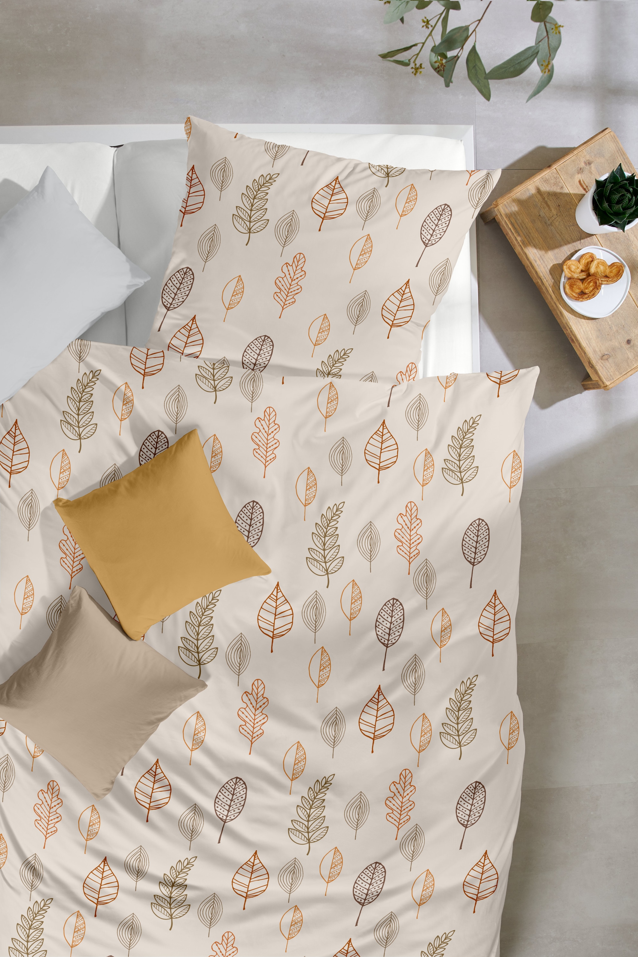 Primera Bettwäsche »Biber-Bettwäsche Autum Leaf« 2 Stk. tlg. mit floralen Motiven