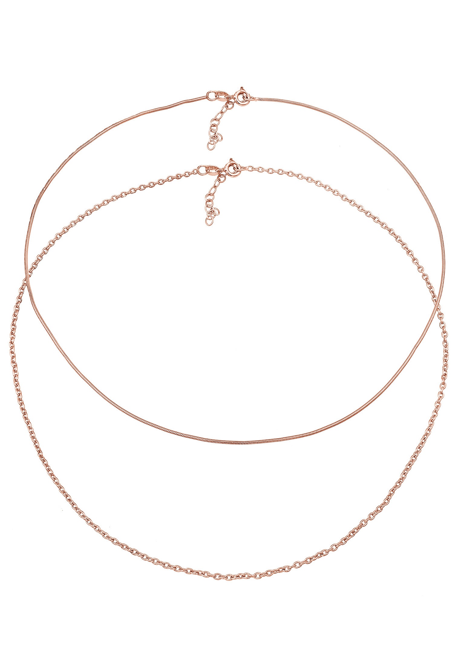 Elli Ketten-Set »Halskette Choker Set (2tlg) Schlangen Ankerkette 925 Silber«