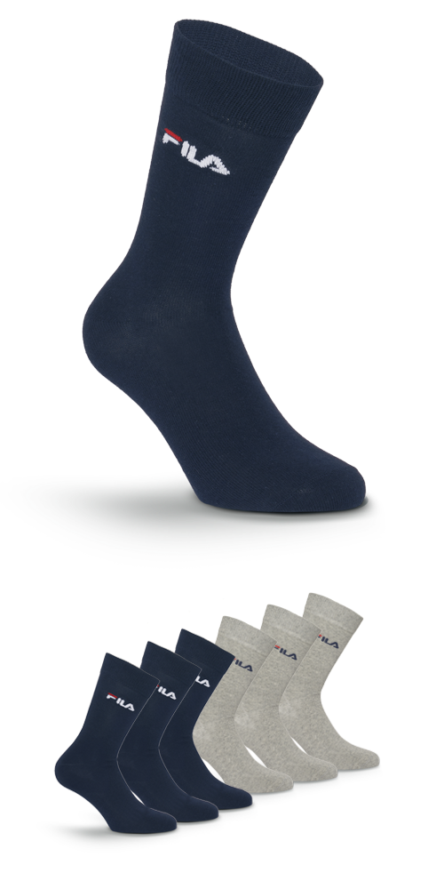 Fila Businesssocken »UNISEX LIFESTYLE PLAIN SOCKS« 6 Stk. tlg. mit eingestrickem Logo in blau, Größe 35-38
