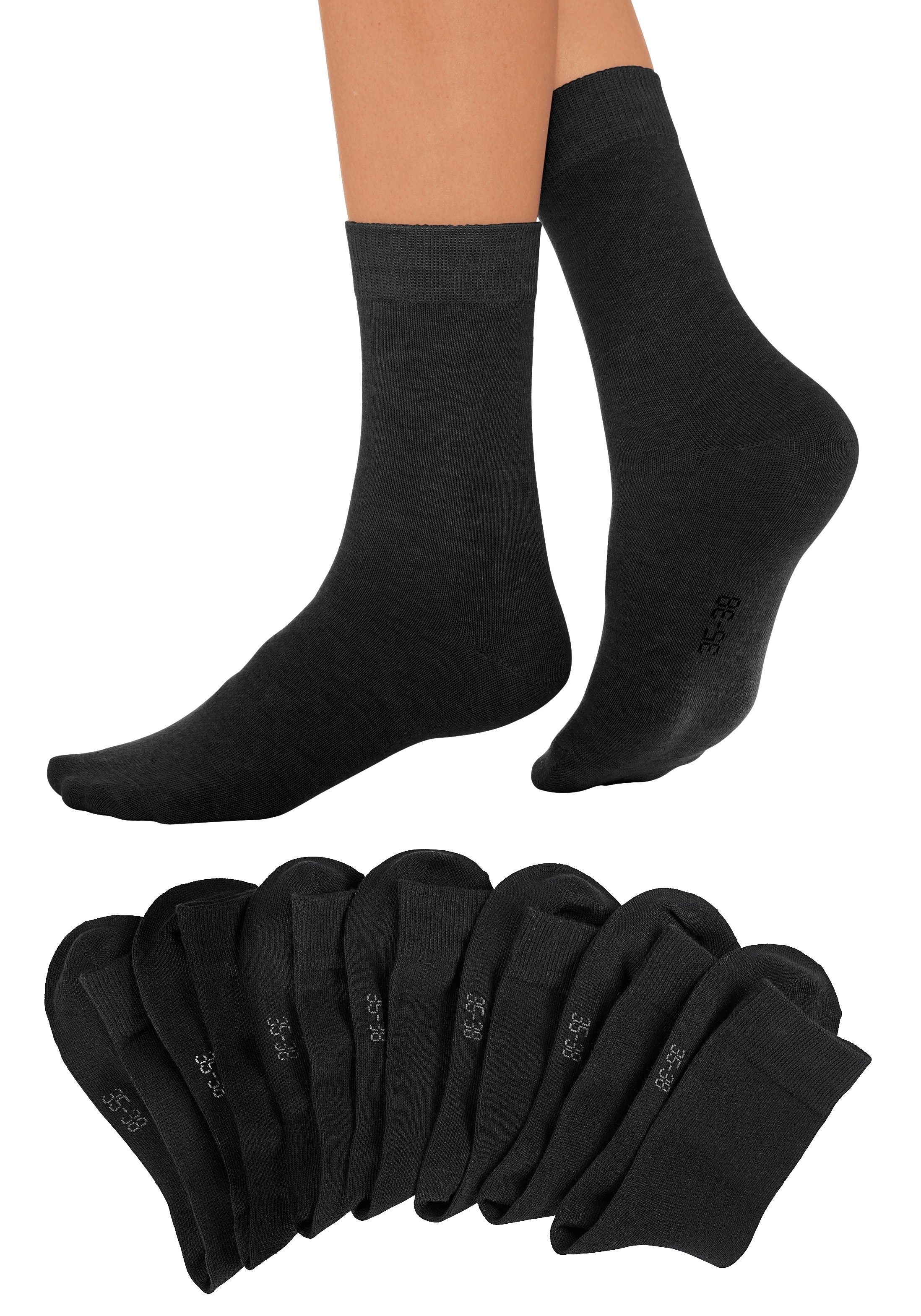 Lavana Basicsocken, (Packung, 7 Paar), mit druckfreiem Bündchen