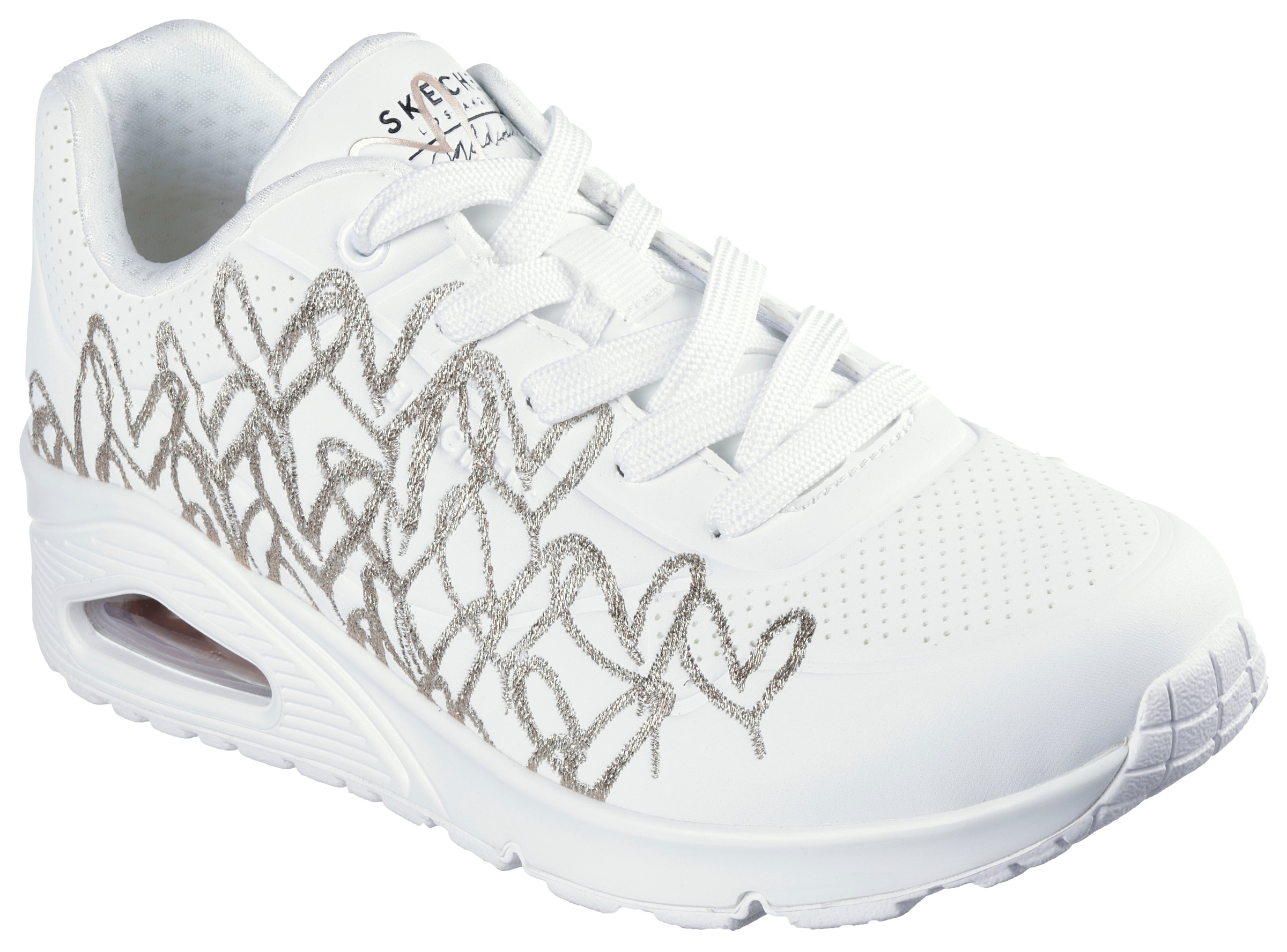 Skechers Sneaker »UNO-GOLDEN HEART«  Freizeitschuh , Schnürschuh mit goldfarbenen Mylar-Stickereien