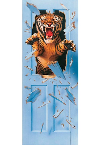Papermoon Fototapete »Bursting Tiger - Türtapete«, matt, Vlies, 2 Bahnen, 90 x 200 cm kaufen