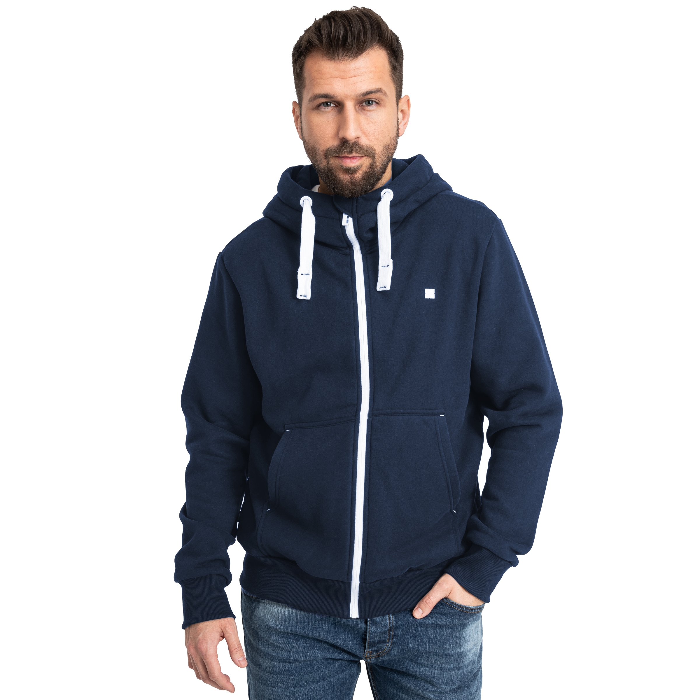 DEPROC Active Kapuzensweatshirt »FinnCMYK II MEN«, weiche Fleecejacke mit Kängurutasche