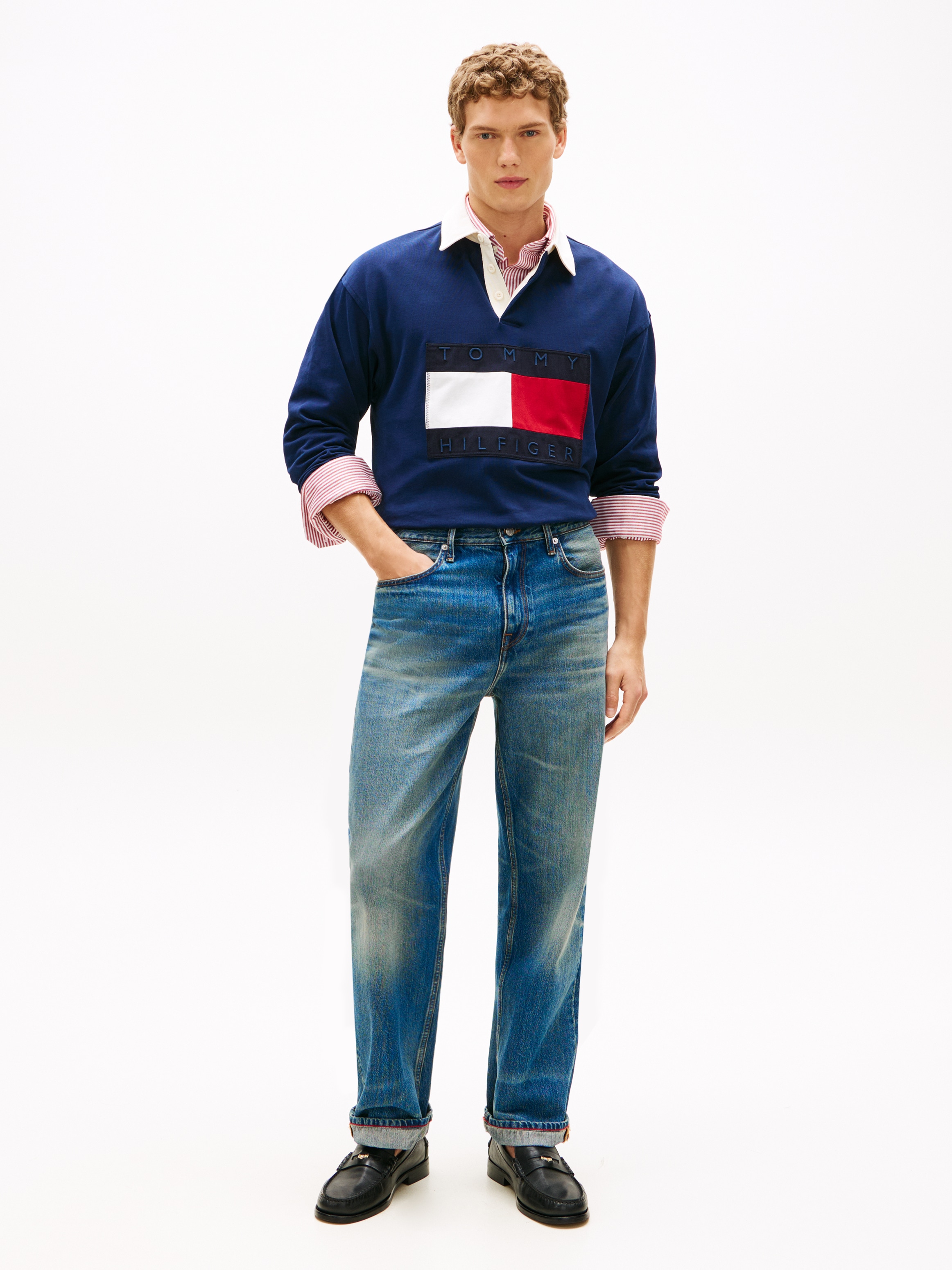 Tommy Hilfiger Sweatshirt »FLAG RUGBY«, Regular fit mit Polokragen Poloshirt Iconic Retro
