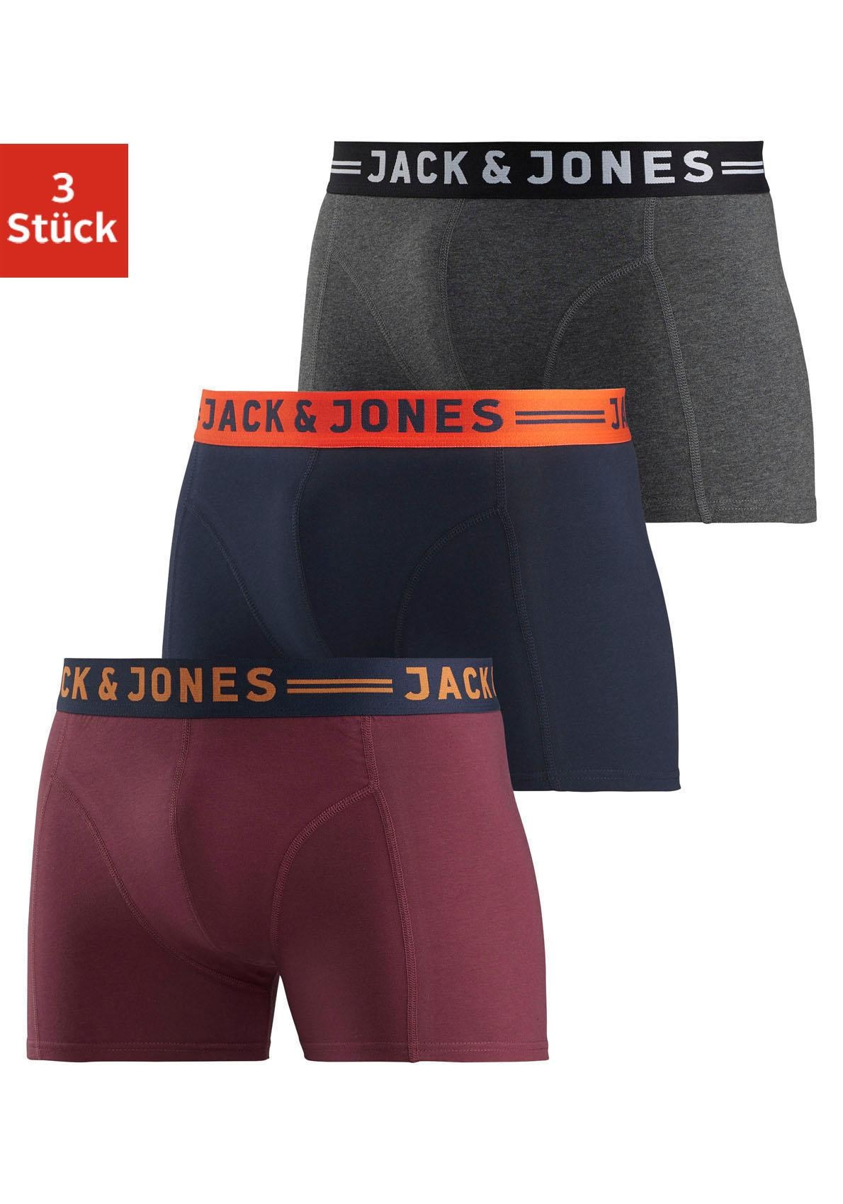 Jack & Jones Boxer »JAC Lichfield Trunks«, (Packung, 3 St.), mit kontrastfarbigem Bund