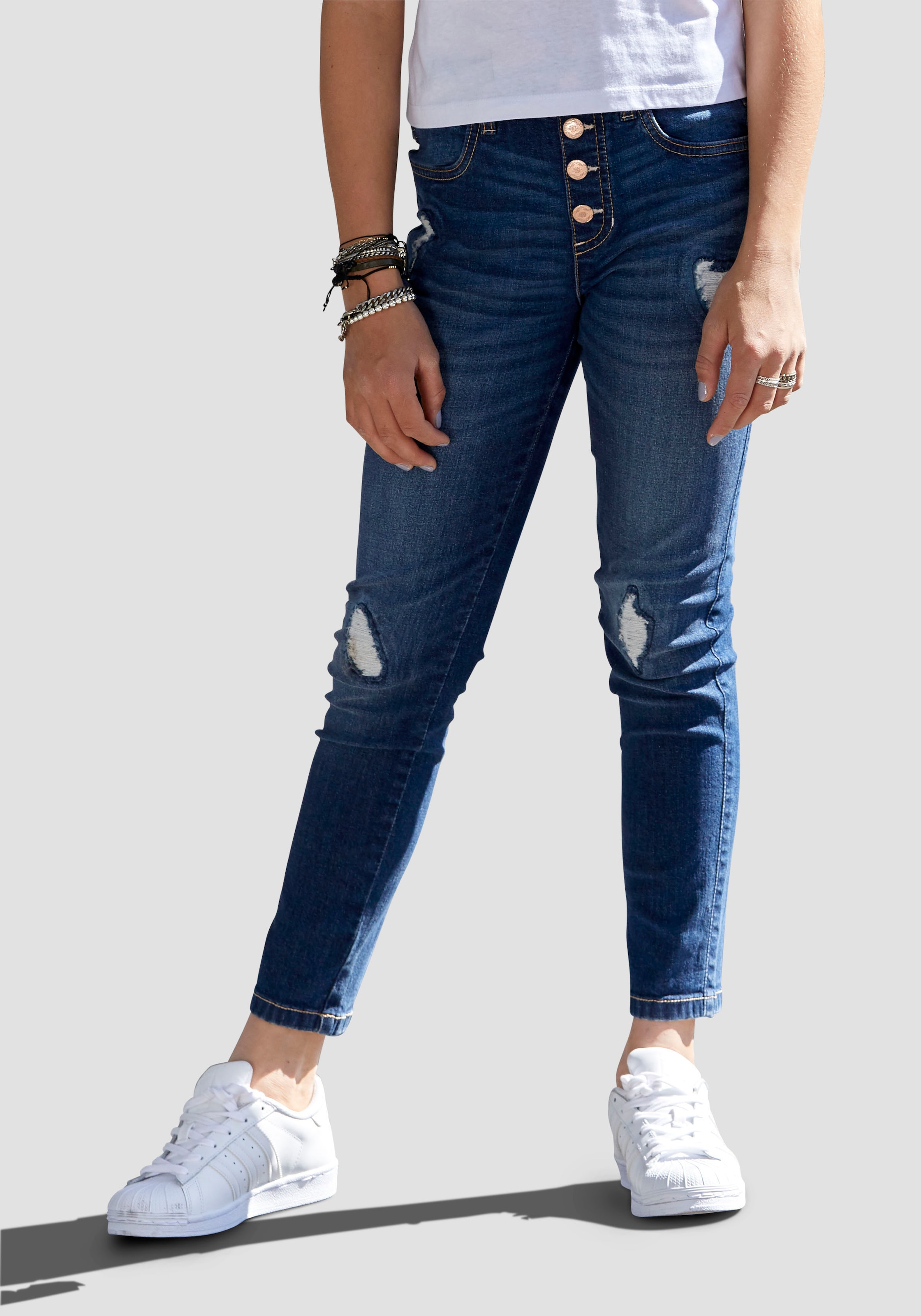 Stretch-Jeans », Hight-Waist Jeans für Mädchen«, in Schlupfform