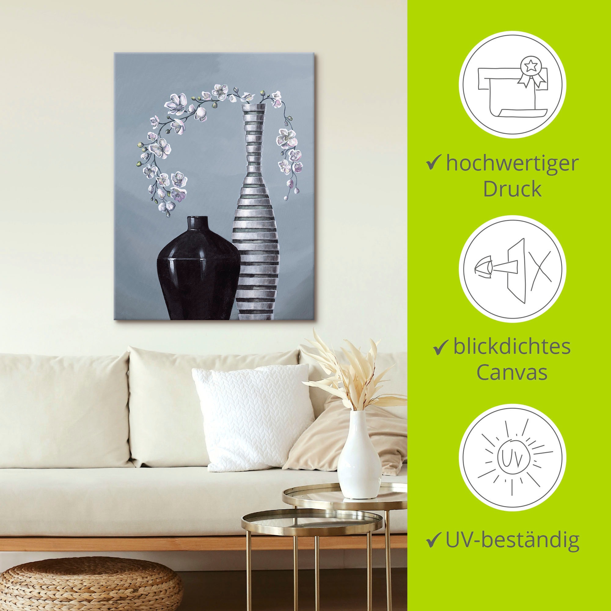 Artland Wandbild »Metallische Vasen«, Vasen & Töpfe, (1 St.), als Alubild, Outdoorbild, Leinwandbild, Poster, Wandaufkleber
