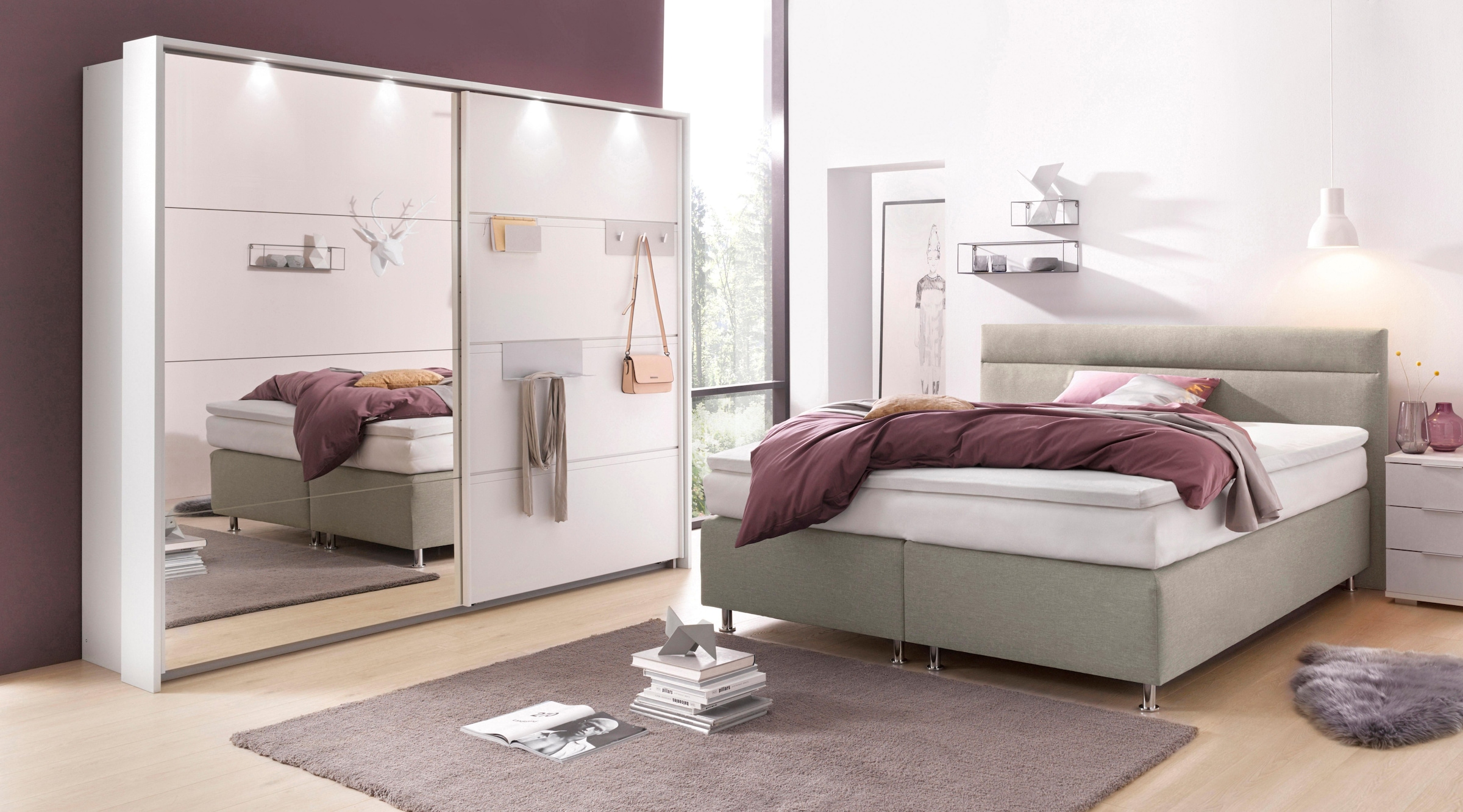 Westfalia Schlafkomfort Boxspringbett, wahlweise mit LED-Beleuchtung