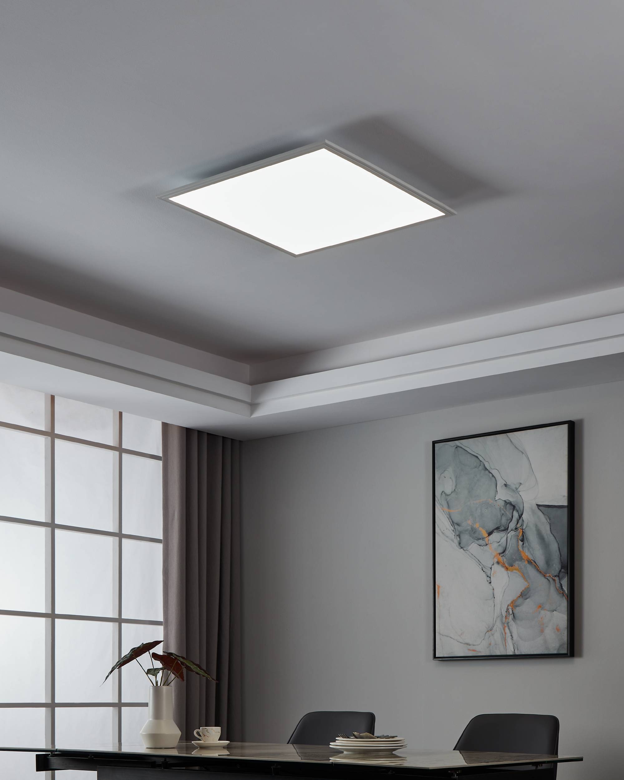 EGLO Deckenleuchte »Salobrena 1 Deckenlampe, Kunststoff und Aluminium, Aufbaulampe, Lampe« LED-Modul 1 Stk. Neutralweiß Deckenlampe, Wohnzimmerlampe, Küchenlampe, Bürolampe  Weiß, Flurlampe