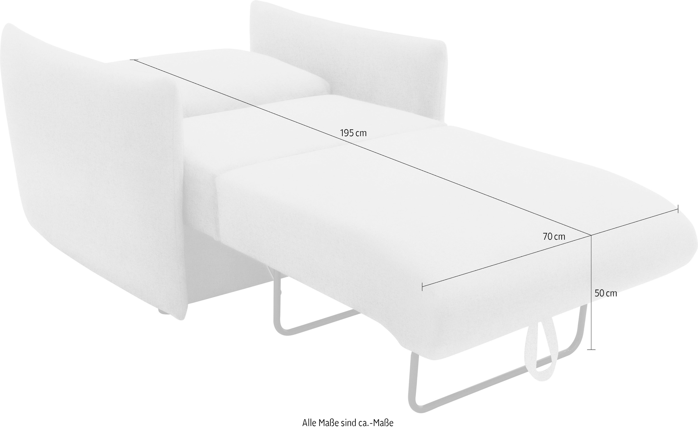 DOMO collection Sessel »700023 wandelbar zum Loungesessel, Relaxliege und Gästebett«, Schlaffunktion, Federkern, stabile Liegefläche ca. 70 x 195 cm