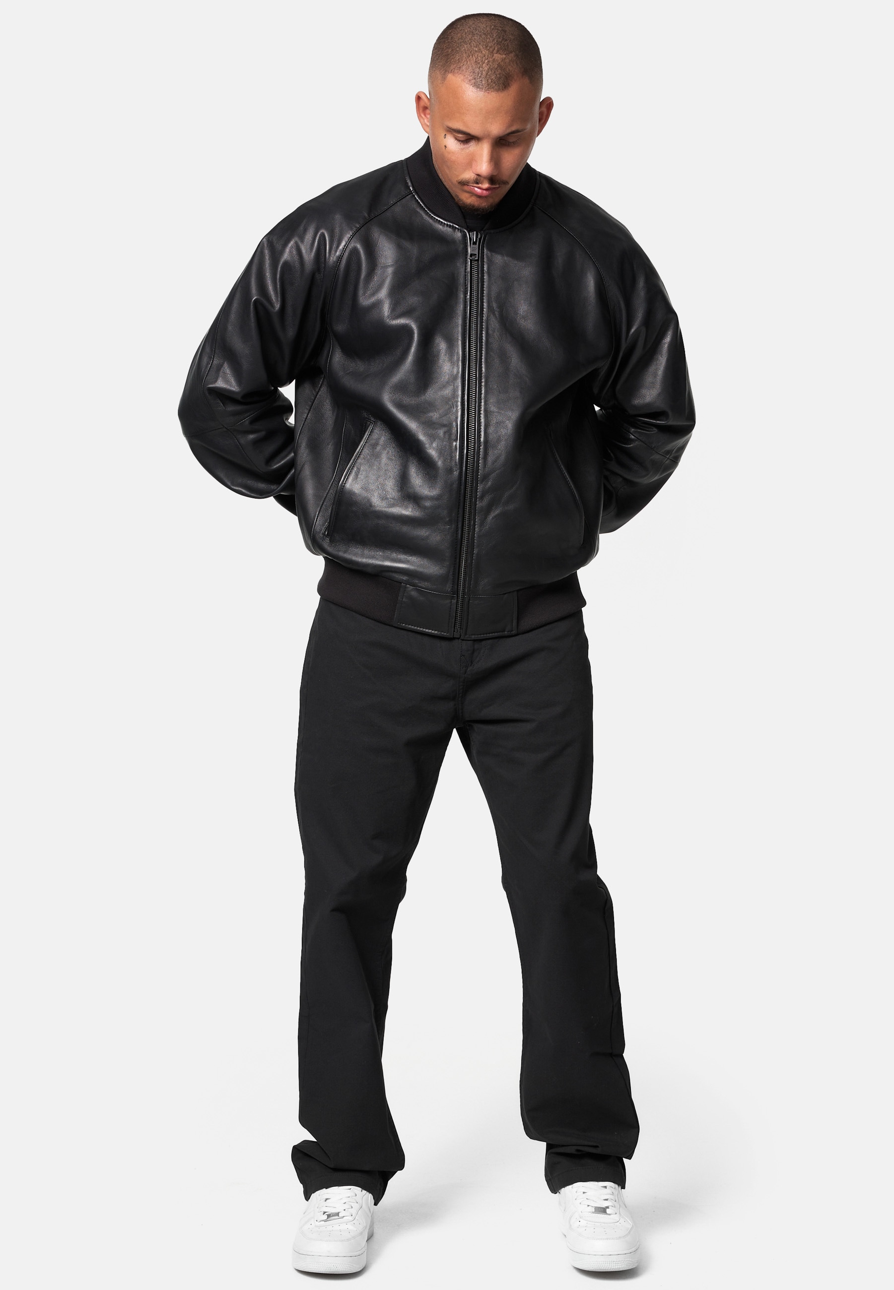 trueprodigy Bomberjacke »Filip Bomberjacke aus Leder mit Reißverschluss« ohne Kapuze