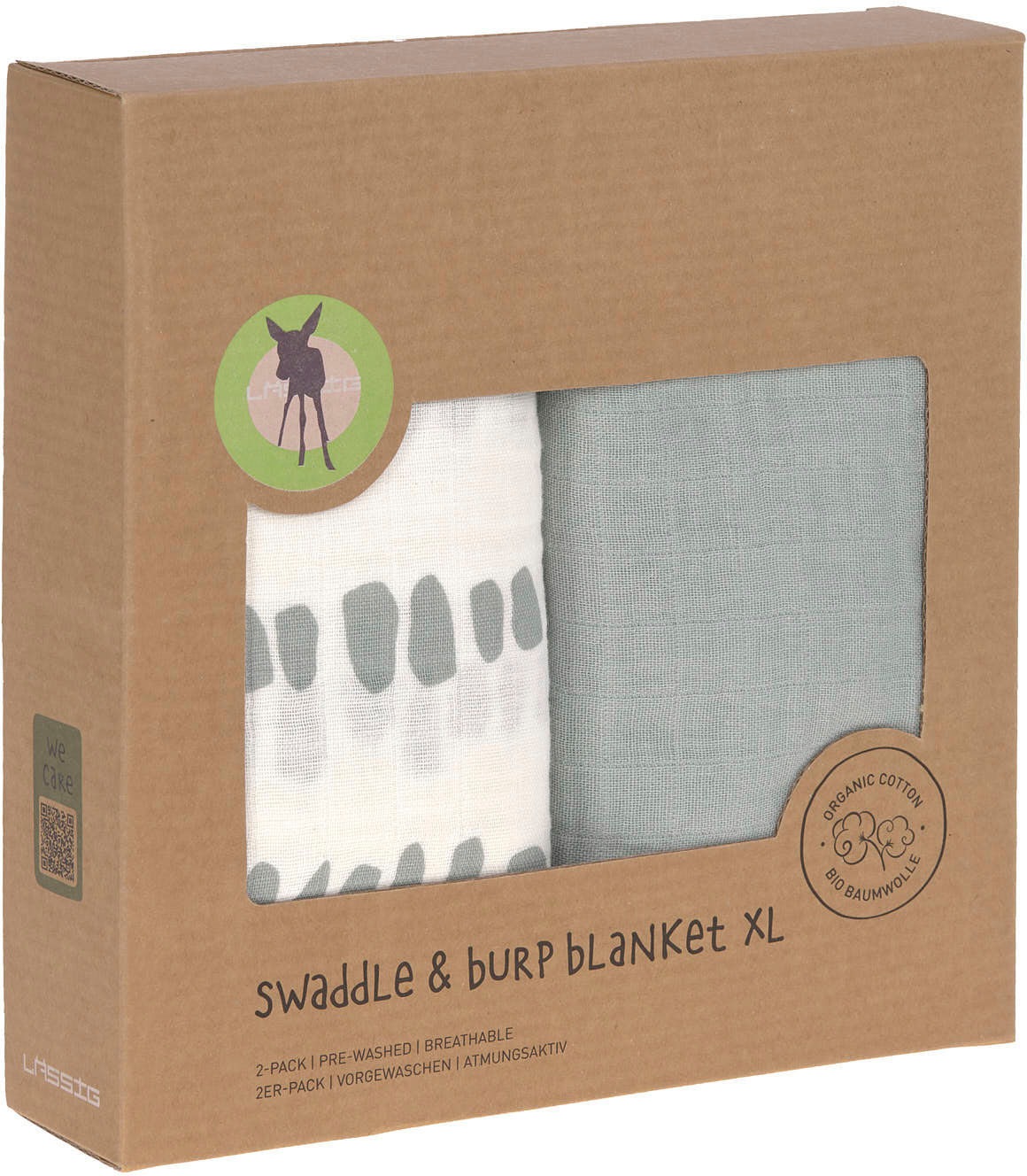LÄSSIG Stoffwindeln »Mulltuch-Set XL, Strokes silver grey«, (Set, 2 St.)