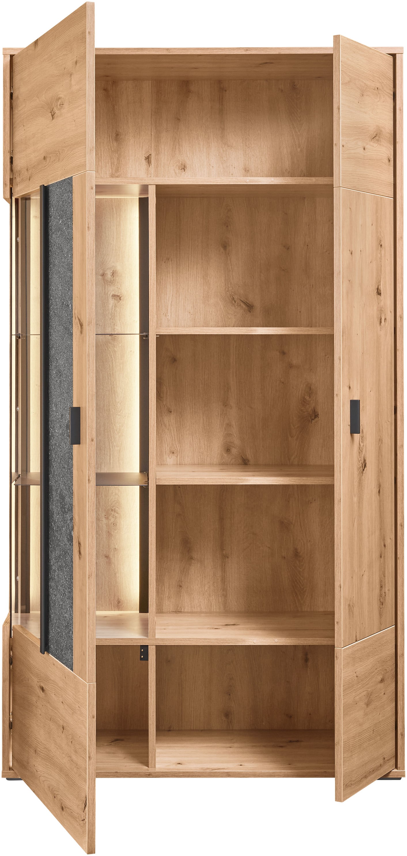 set one by Musterring Vitrine »Deltona« mit Sandsteinelement, inkl. Beleuchtung, zwei Farben, B94 x H170 cm