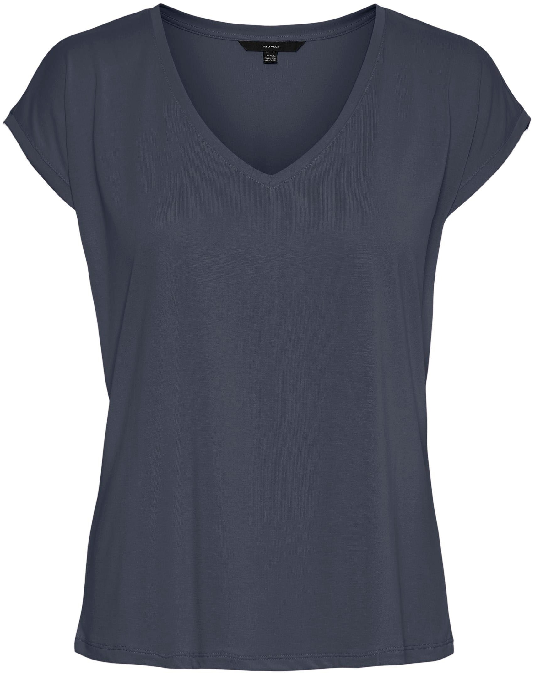 Vero Moda V-Shirt »VMFILLI SS V-NECK TEE GA NOOS« Materialmix, relaxed fit