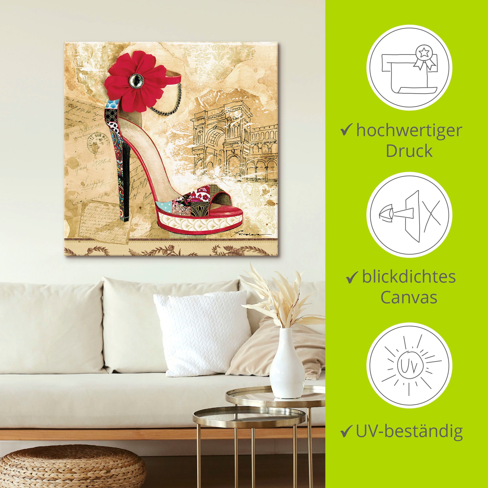 Artland Wandbild »Veränderliche Zeiten II - Stiletto«, Modebilder, (1 St.), als Alubild, Leinwandbild, Wandaufkleber oder Poster in versch. Größen