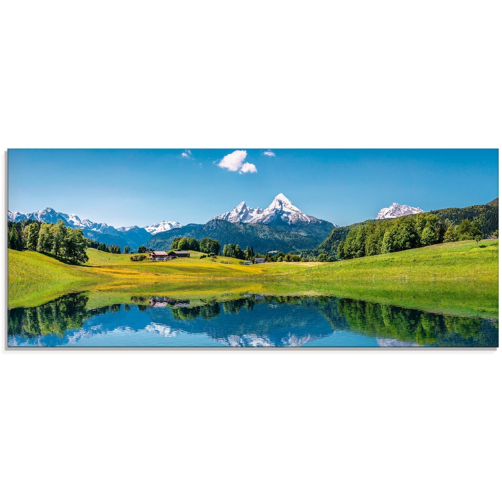 Artland Glasbild »Landschaft in den Alpen«, Berge, (1 St.)