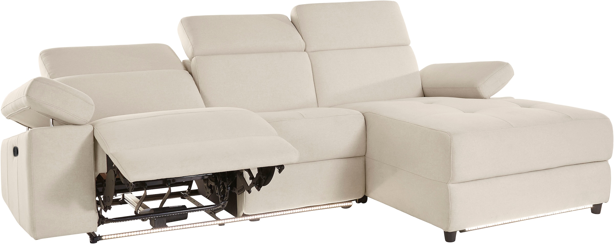 Places of Style Ecksofa »Kilado, L-Form,«, mit Relaxfunktion, verstellbarer Armlehne, Kopfteilverstellung